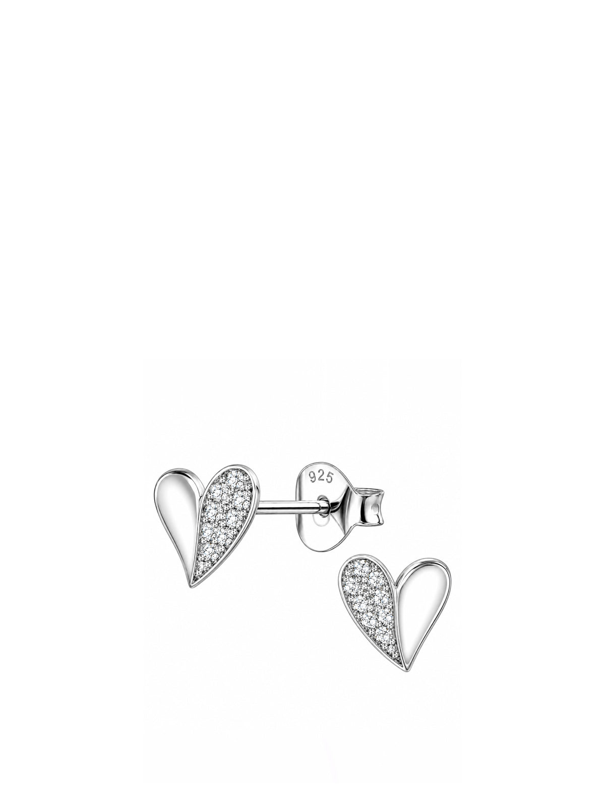 Silver Cubic Zirconia Heart Stud Earrings