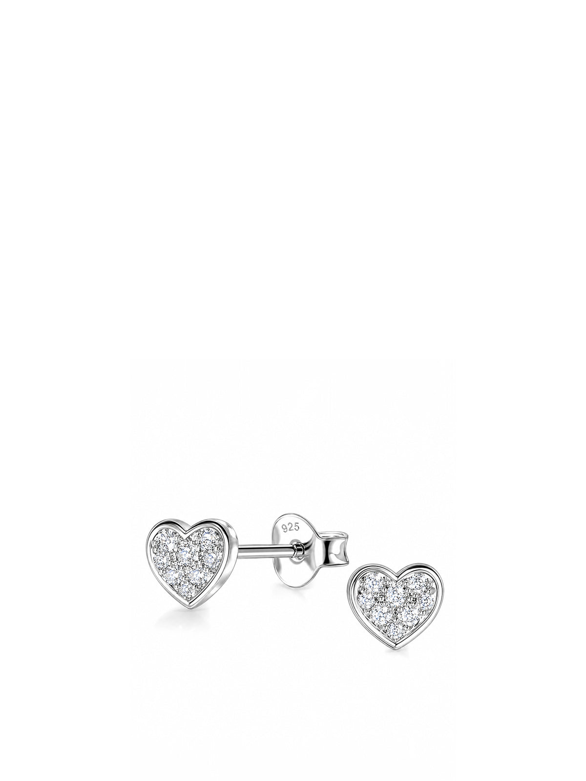 Sterling Silver Cubic Zirconia Heart Stud Earrings