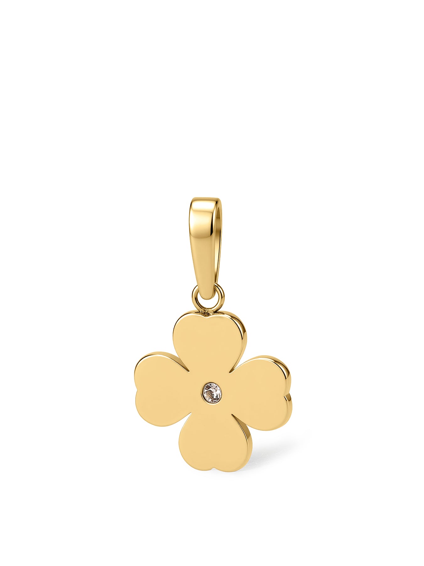 Stainless Steel Clover Disc Pendant - Gold