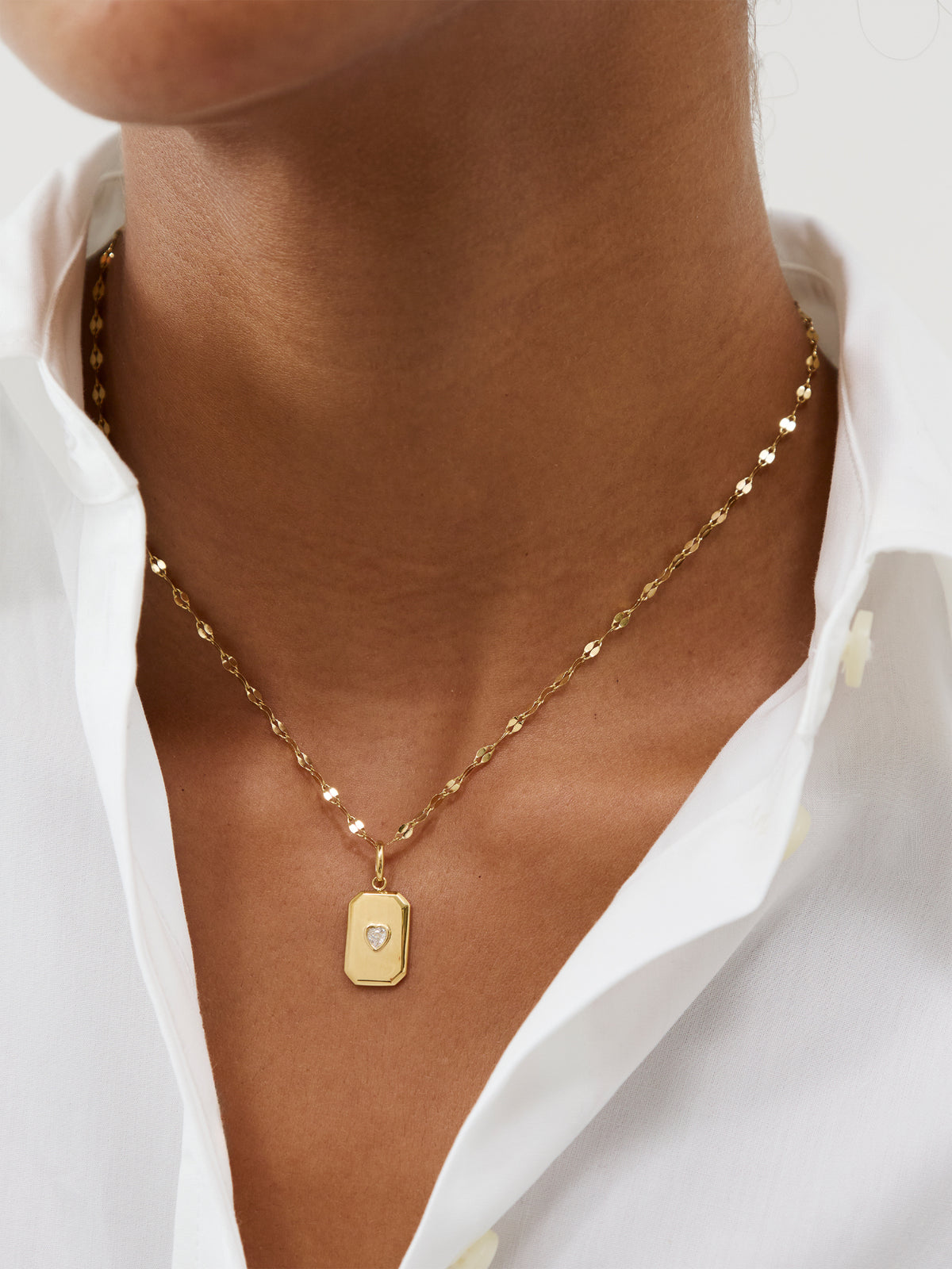 Stainless Steel Heart Tag Pendant - Gold