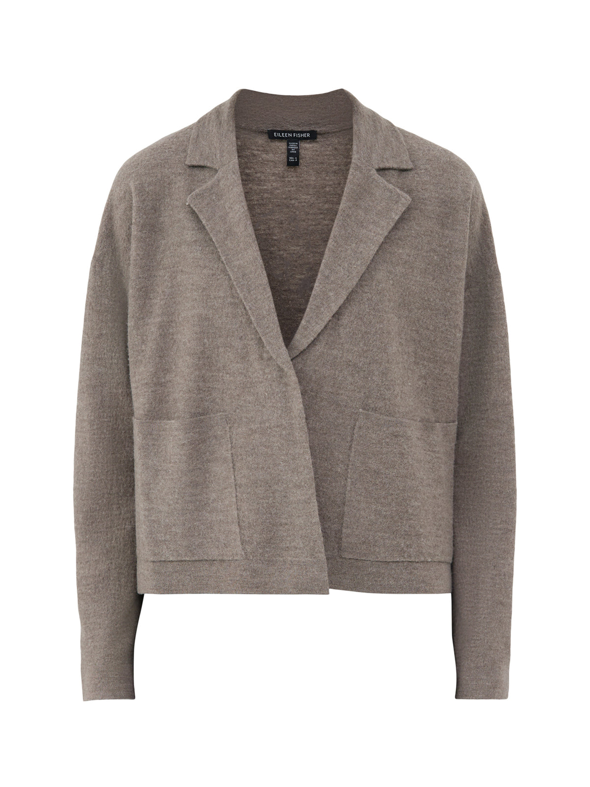 Wool Notch Collar Cardigan - Cobblestone