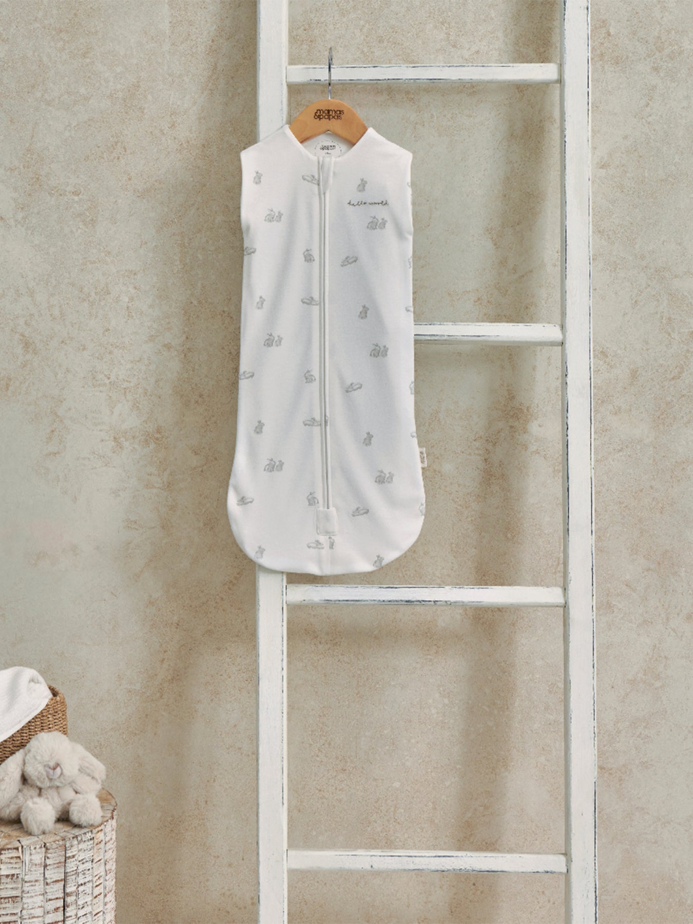 Newborn Bamboo-Blend 1.0 Tog Swaddle Bunny White