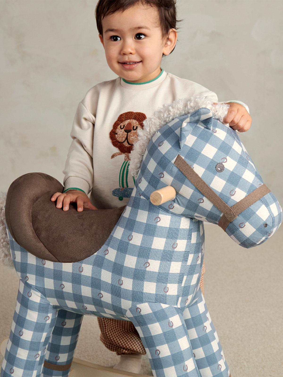 Rodeo Rocking Animal - Blue Gingham