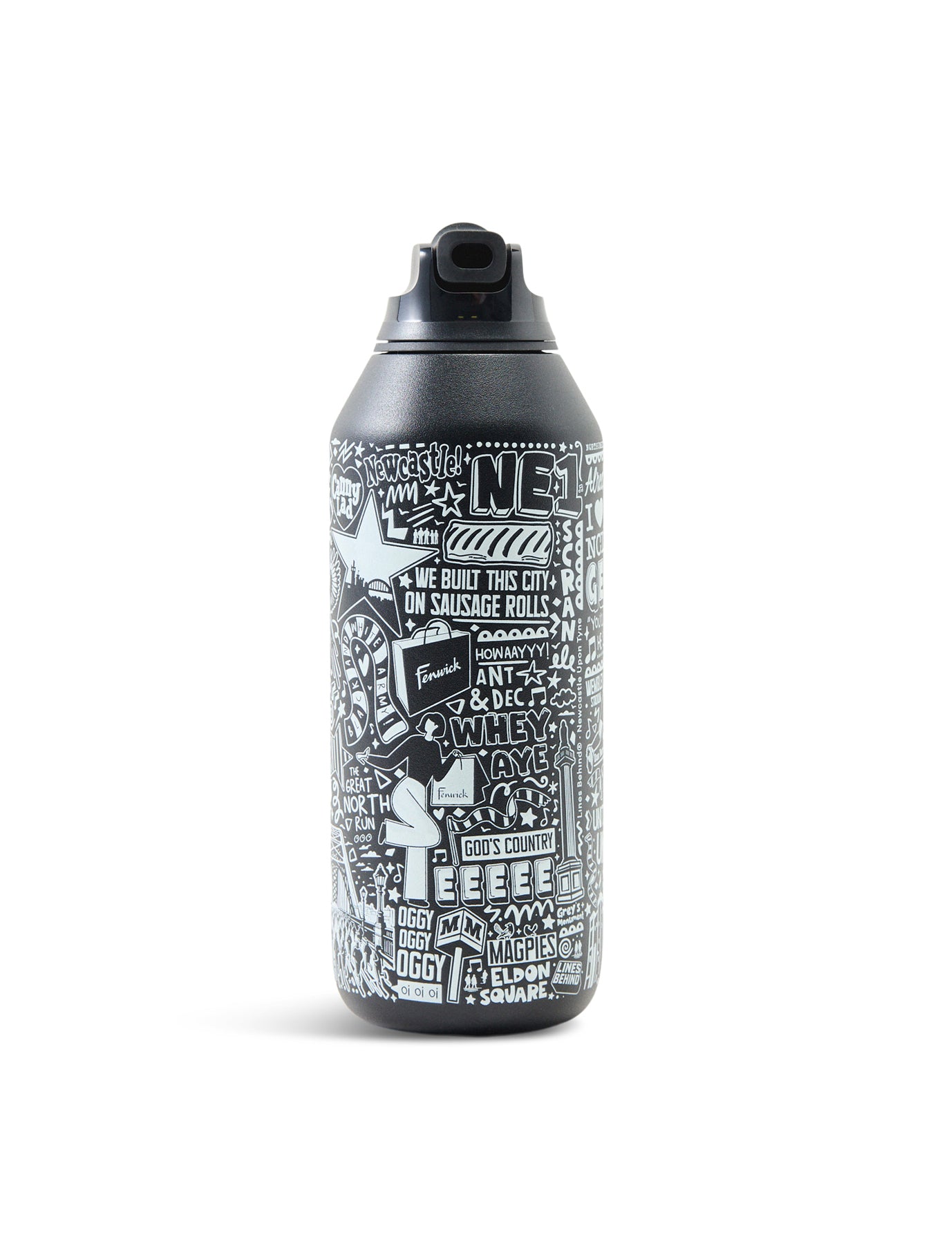 Lines Behind Series 3 Flip Bottle 500ml - Black