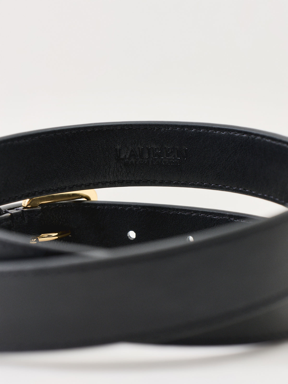 Calf Leather Logo Keeper Skinny Belt 2.5cm