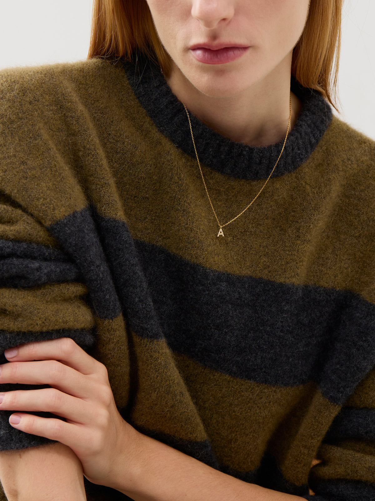 Tiny Pearl Initial A Charm Necklace in 14KT Gold-Plated Brass