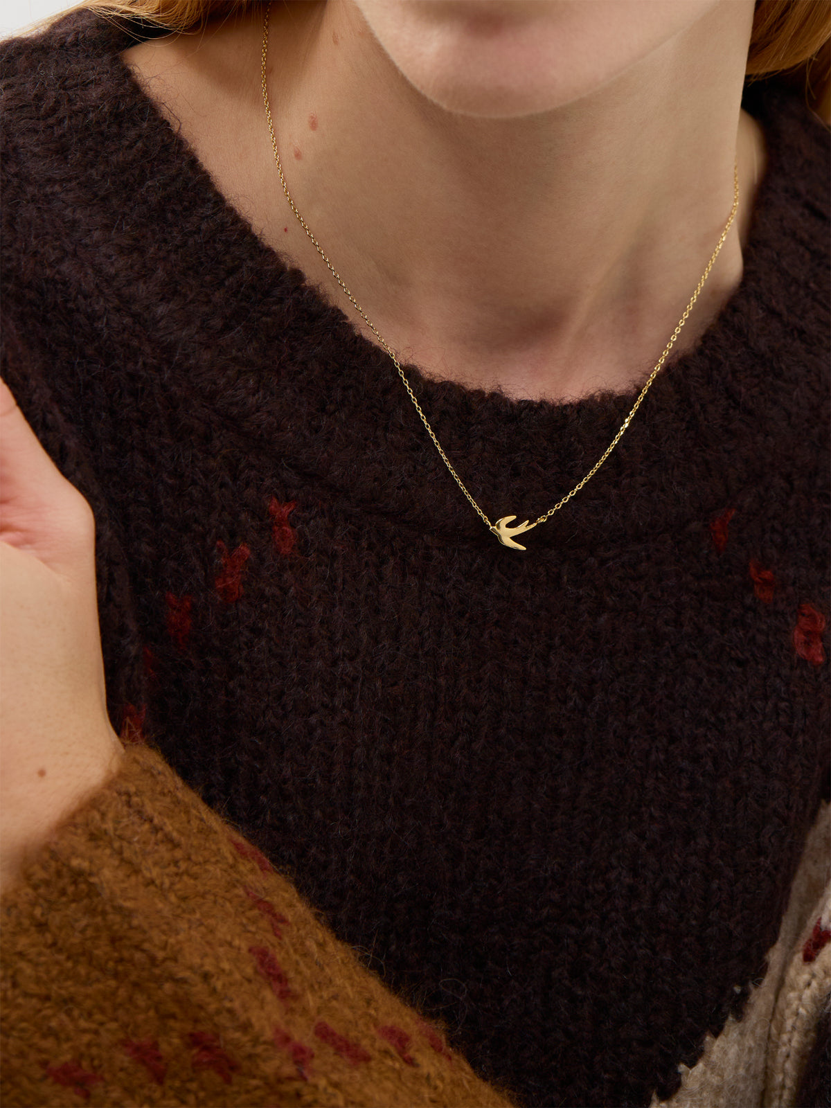 Flying Bird Pendant Necklace in 14KT Gold-Plated Brass