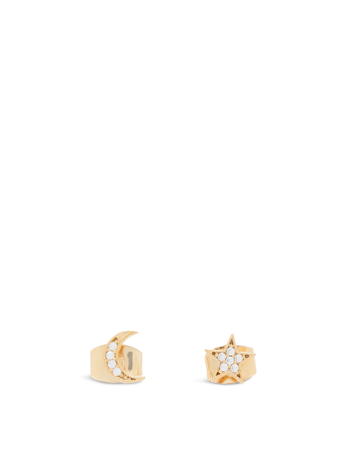 14KT Gold-Plated Cubic Zirconia Moon & Star Stud Earrings