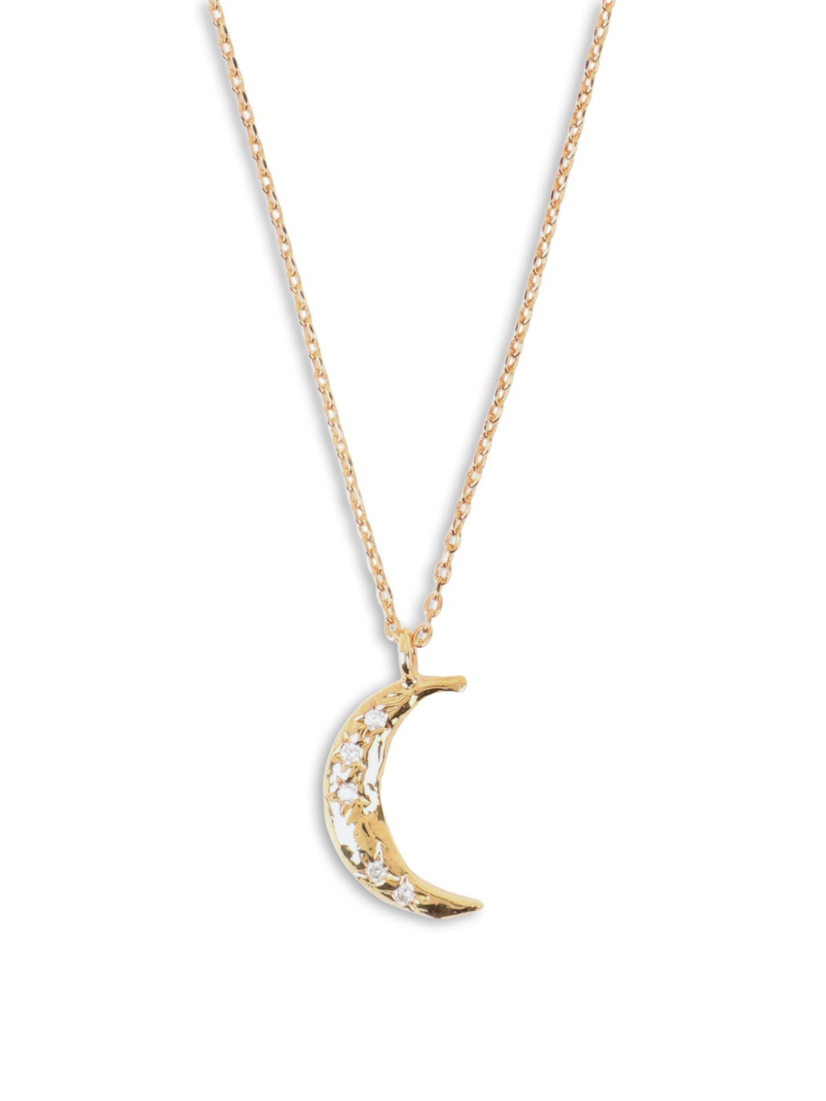 Crystal Crescent Moon Necklace in 14KT Gold-Plated Brass