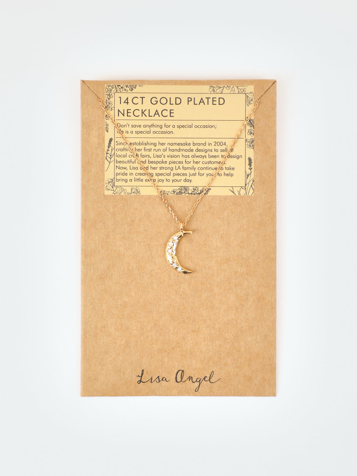 Crystal Crescent Moon Necklace in 14KT Gold-Plated Brass