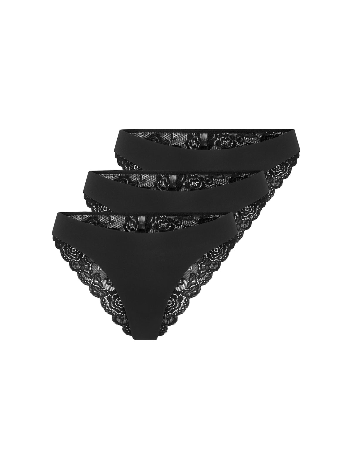 Chloe Lace Brazilian Briefs 3 Pack - Black