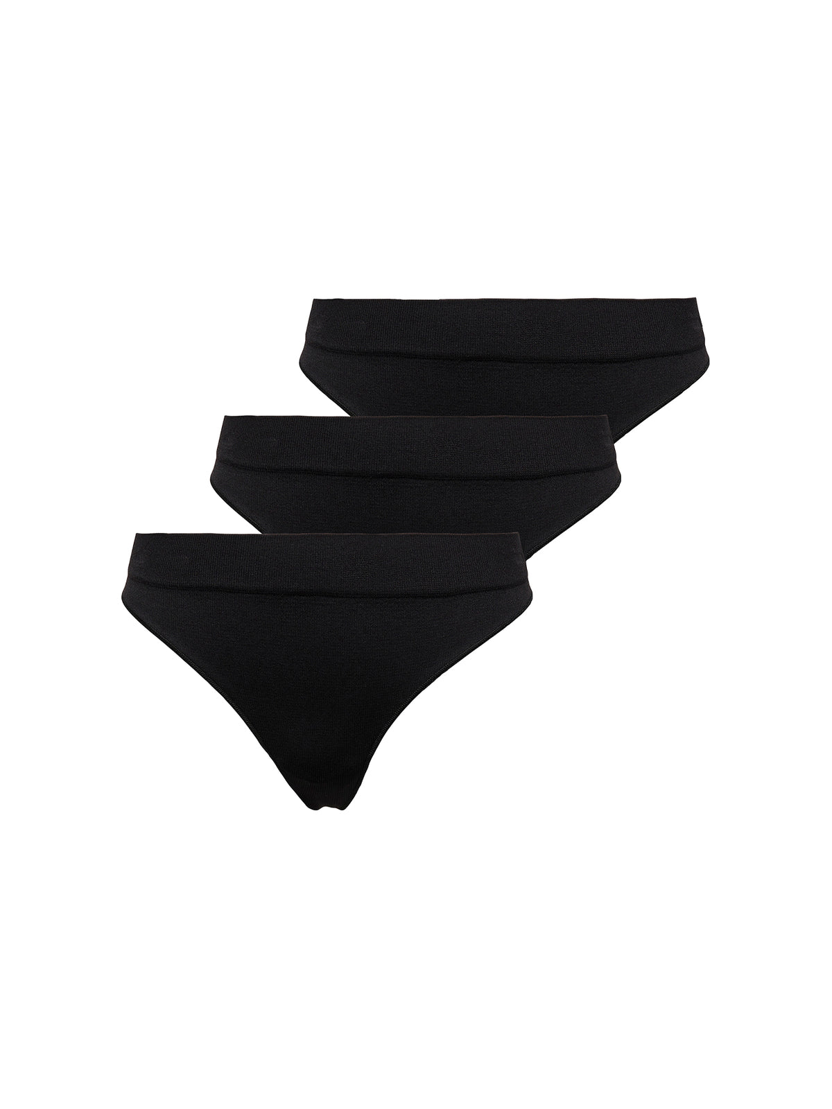 Vicky Ribbed Seamless Thongs 3 Pack - Black