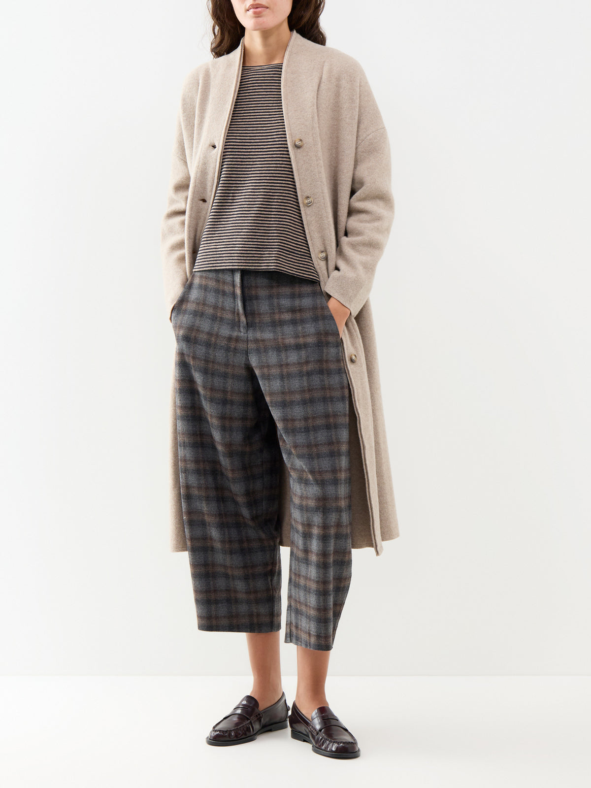 Wool Blend Long Coat - Camel