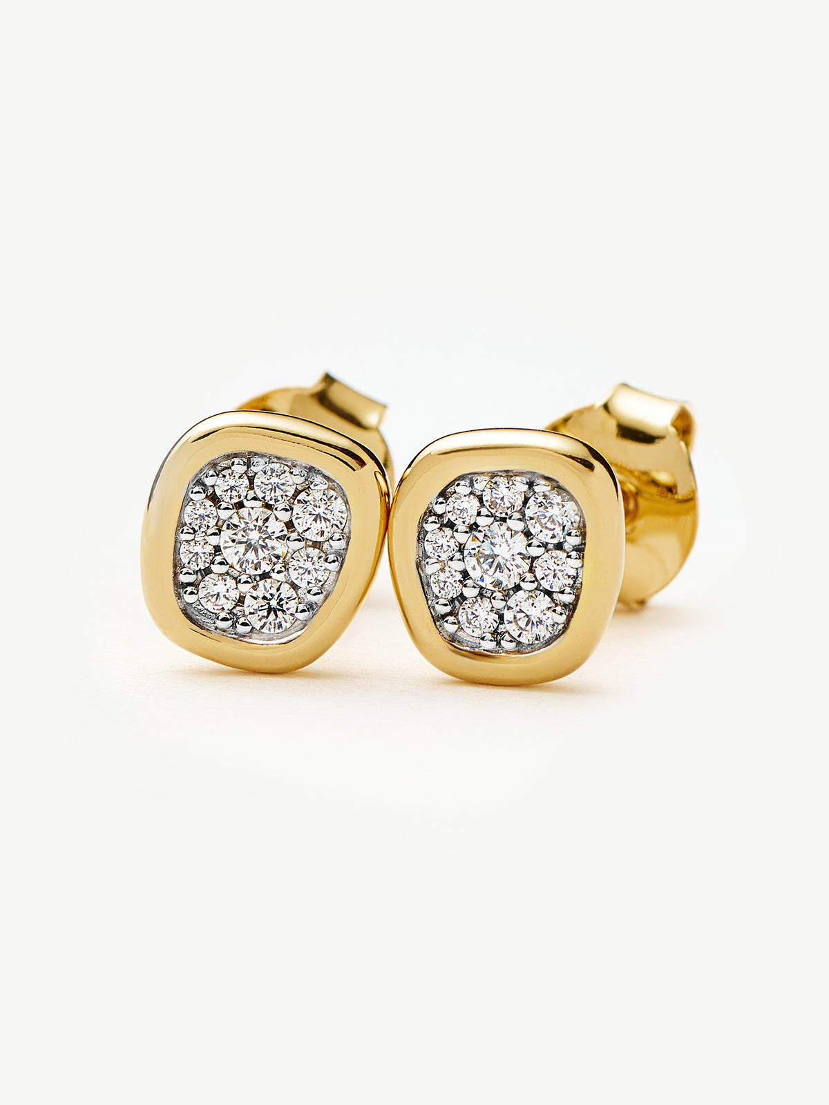 Molten Soft Square Pavé Stud Earrings - 18KT Gold Plated