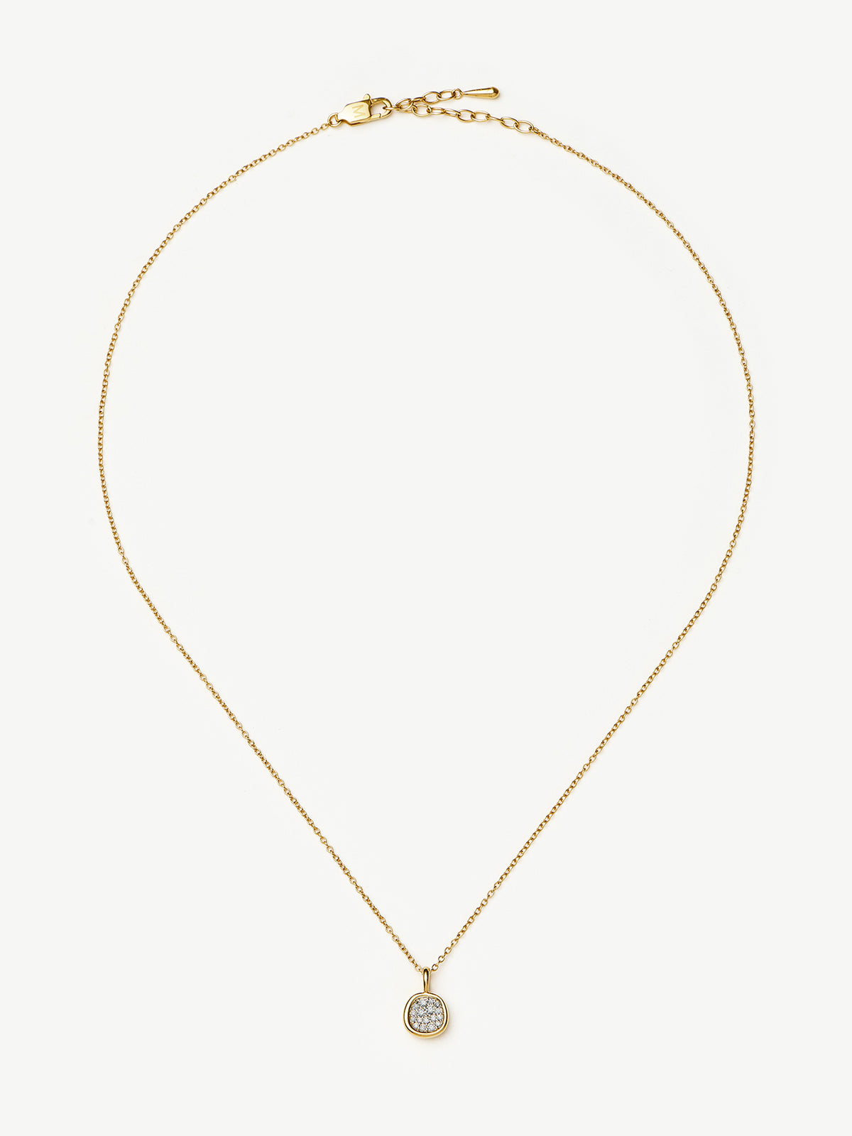 Molten Soft Square Pavé Pendant Necklace - 18KT Gold Plated
