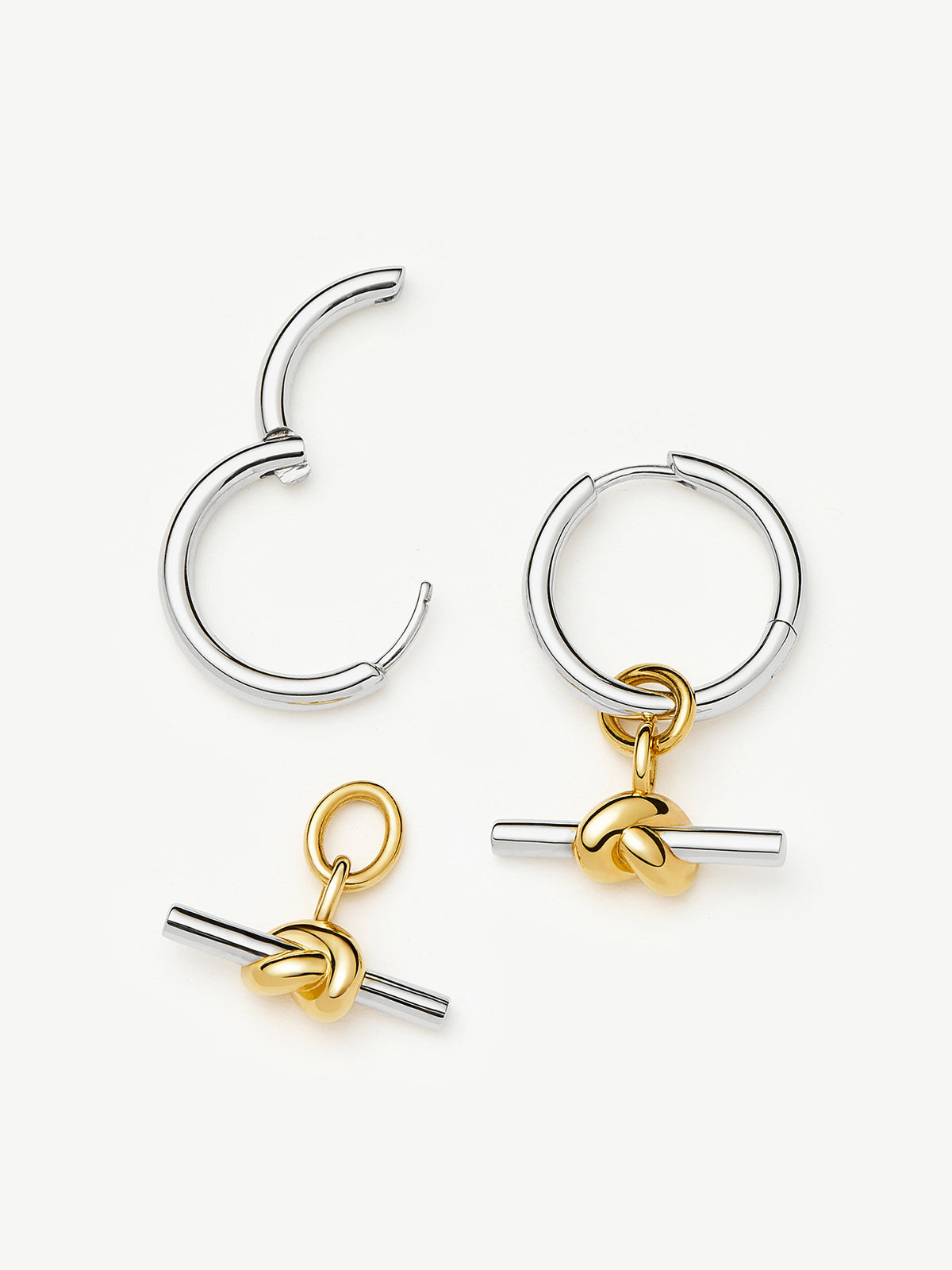Lucy Williams Knot T-Bar Charm Hoop Earrings - Mixed Metal