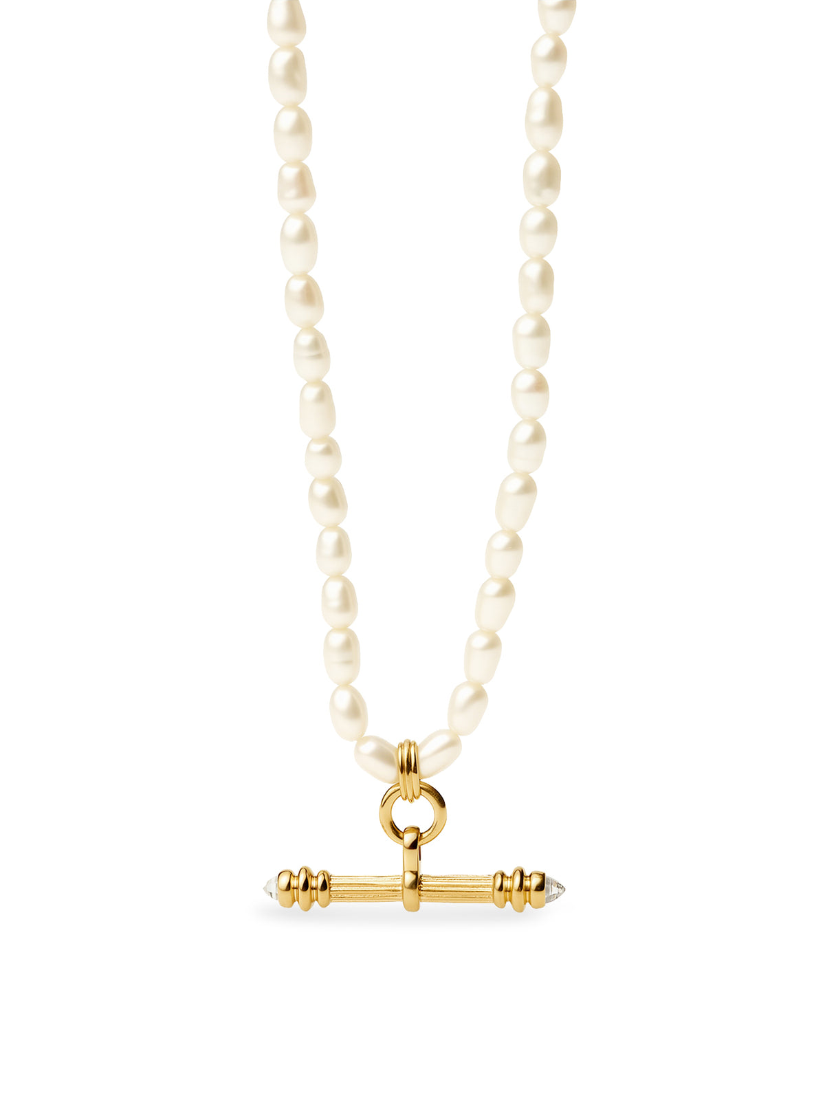 Harris Reed Pearl T-Bar Necklace - 18KT Gold Plated