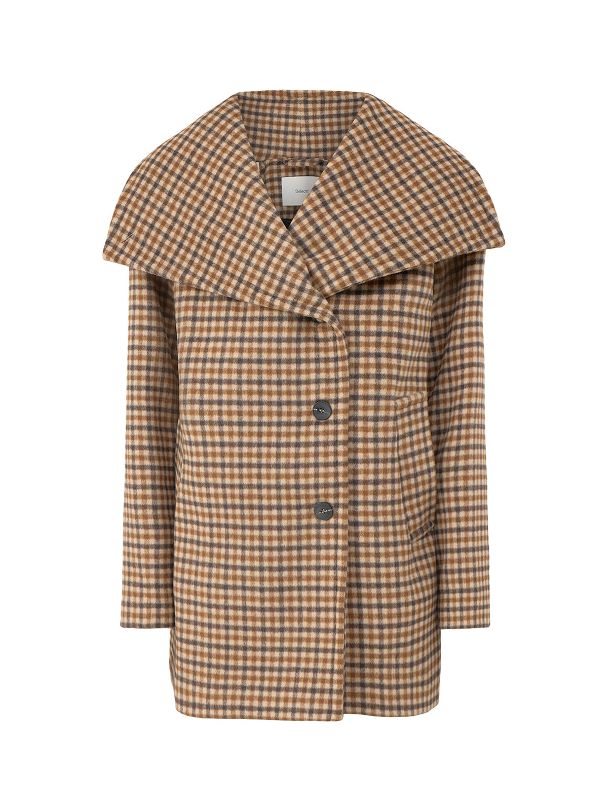 Carolyn Check Wool-Blend Coat