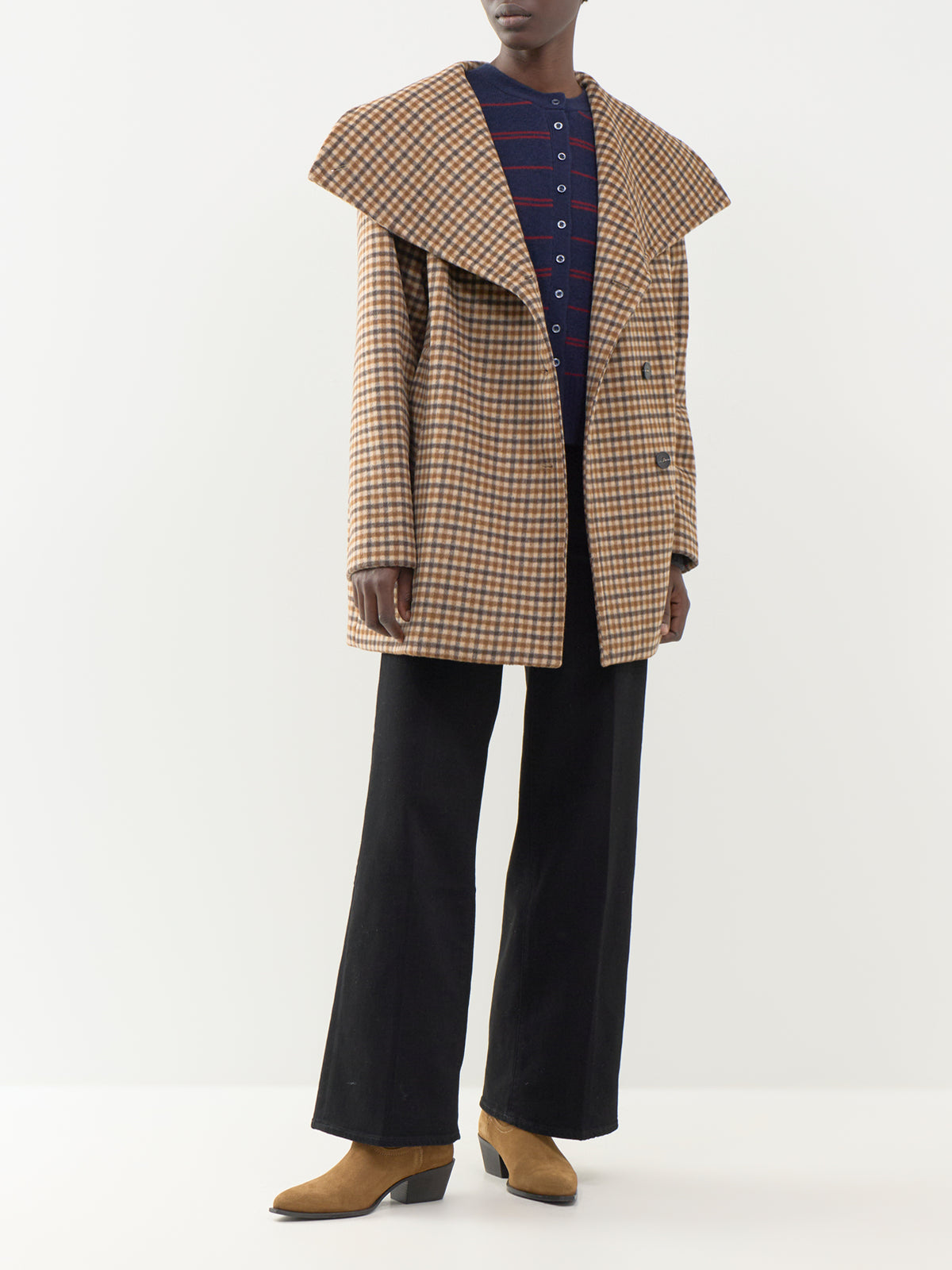 Carolyn Check Wool-Blend Coat