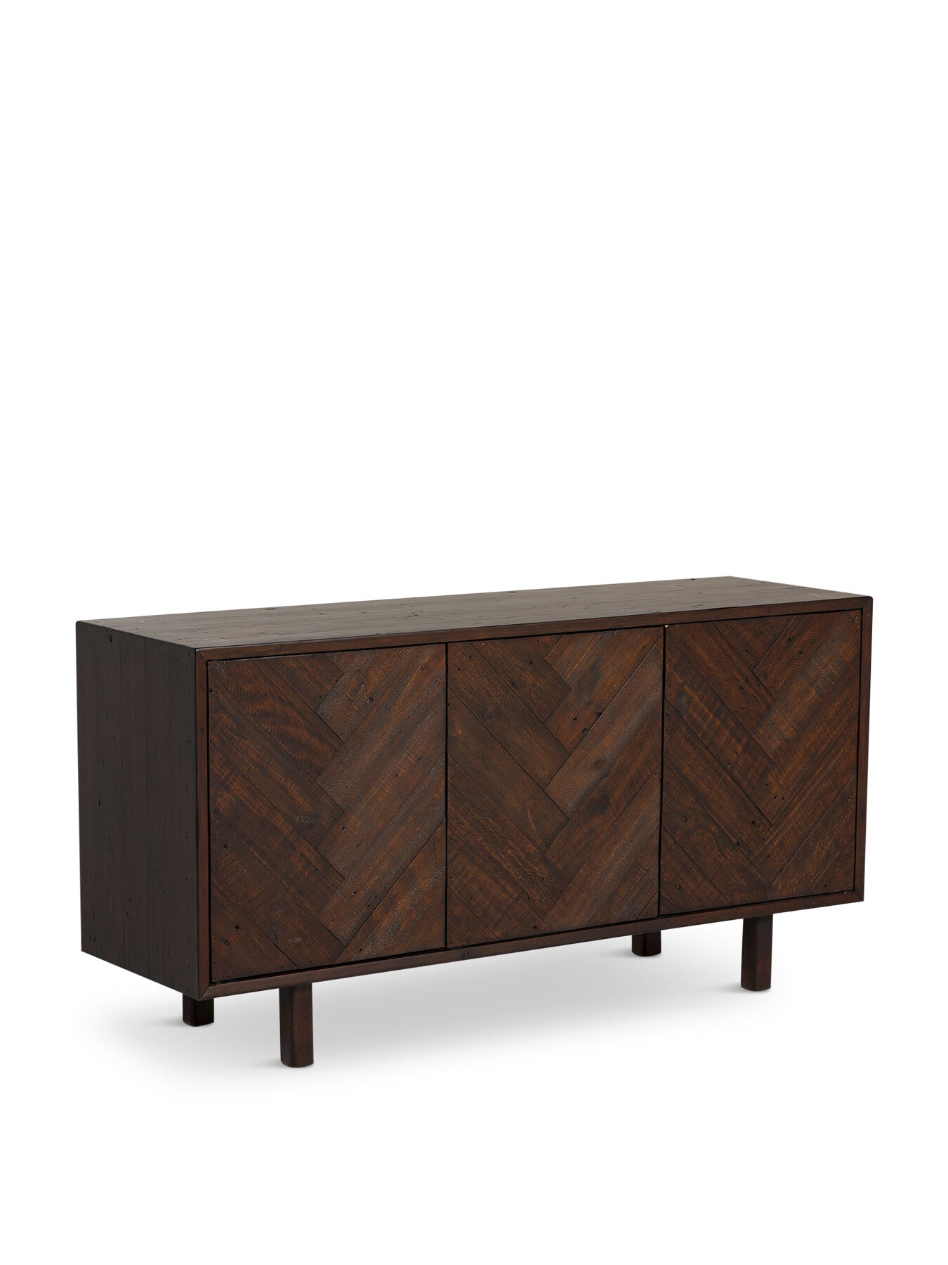 Elon Dark Herringbone Reclaimed Wood 3 Door Side