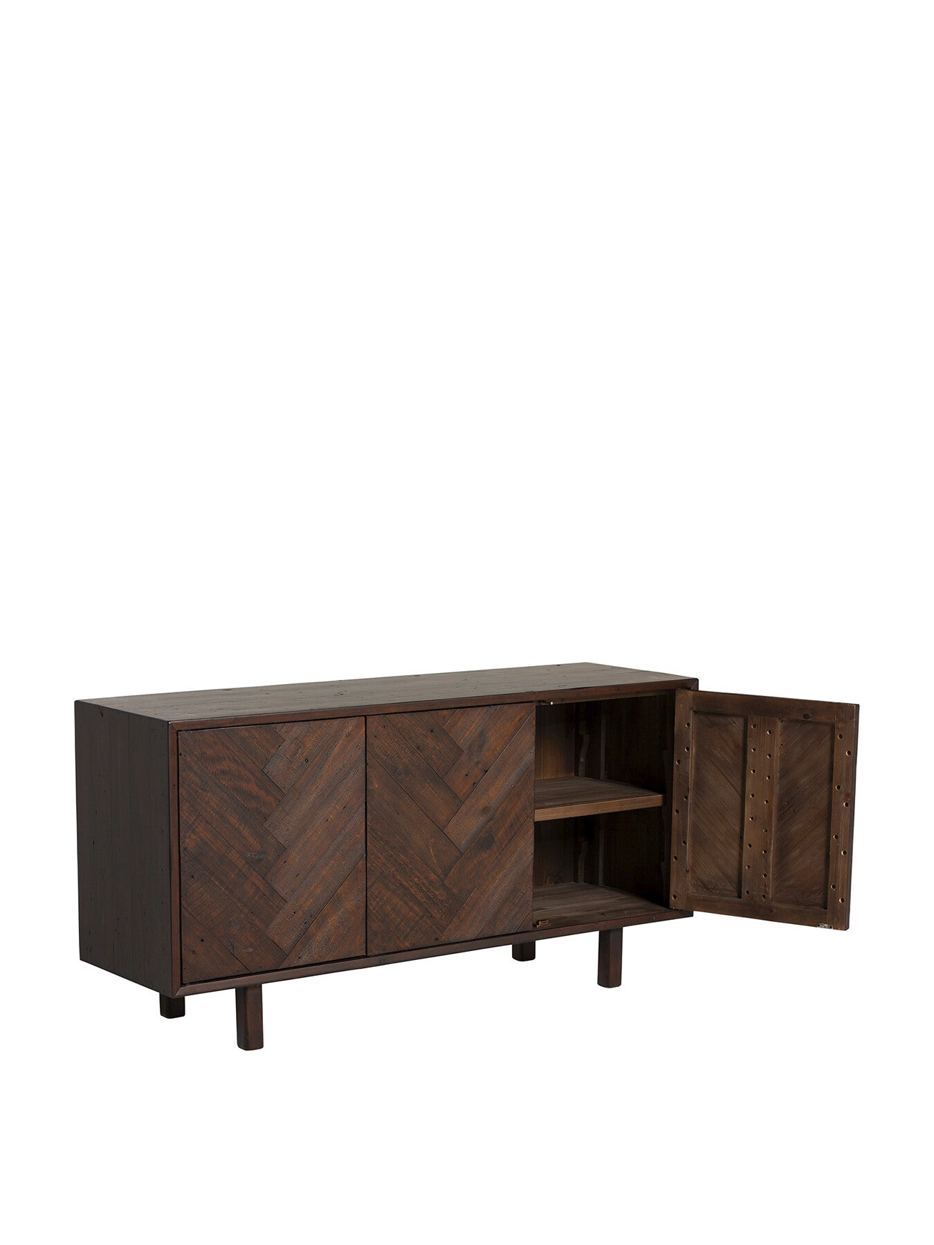 Elon Dark Herringbone Reclaimed Wood 3 Door Side