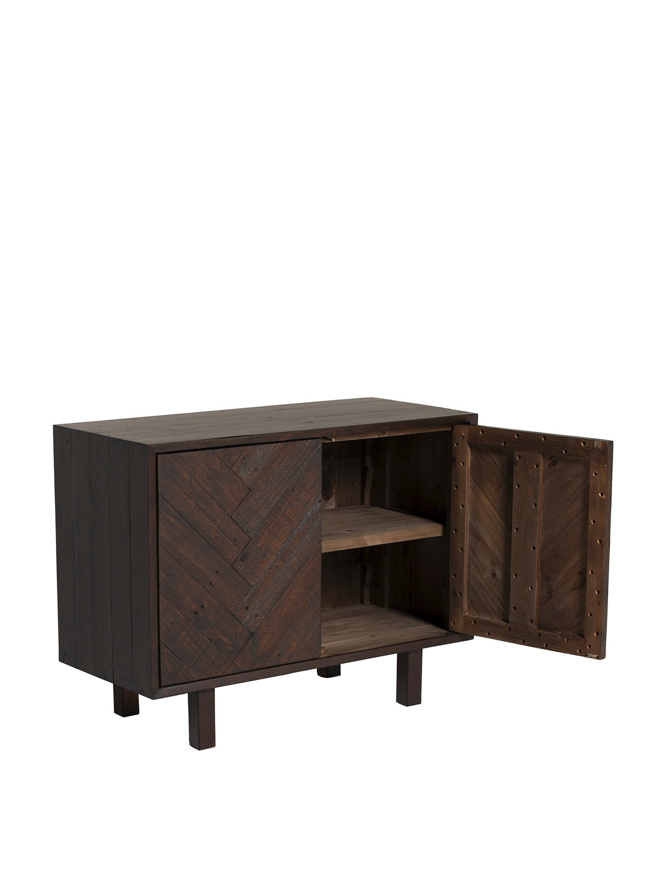 Elon Dark Herringbone Reclaimed Wood 2 Door Side