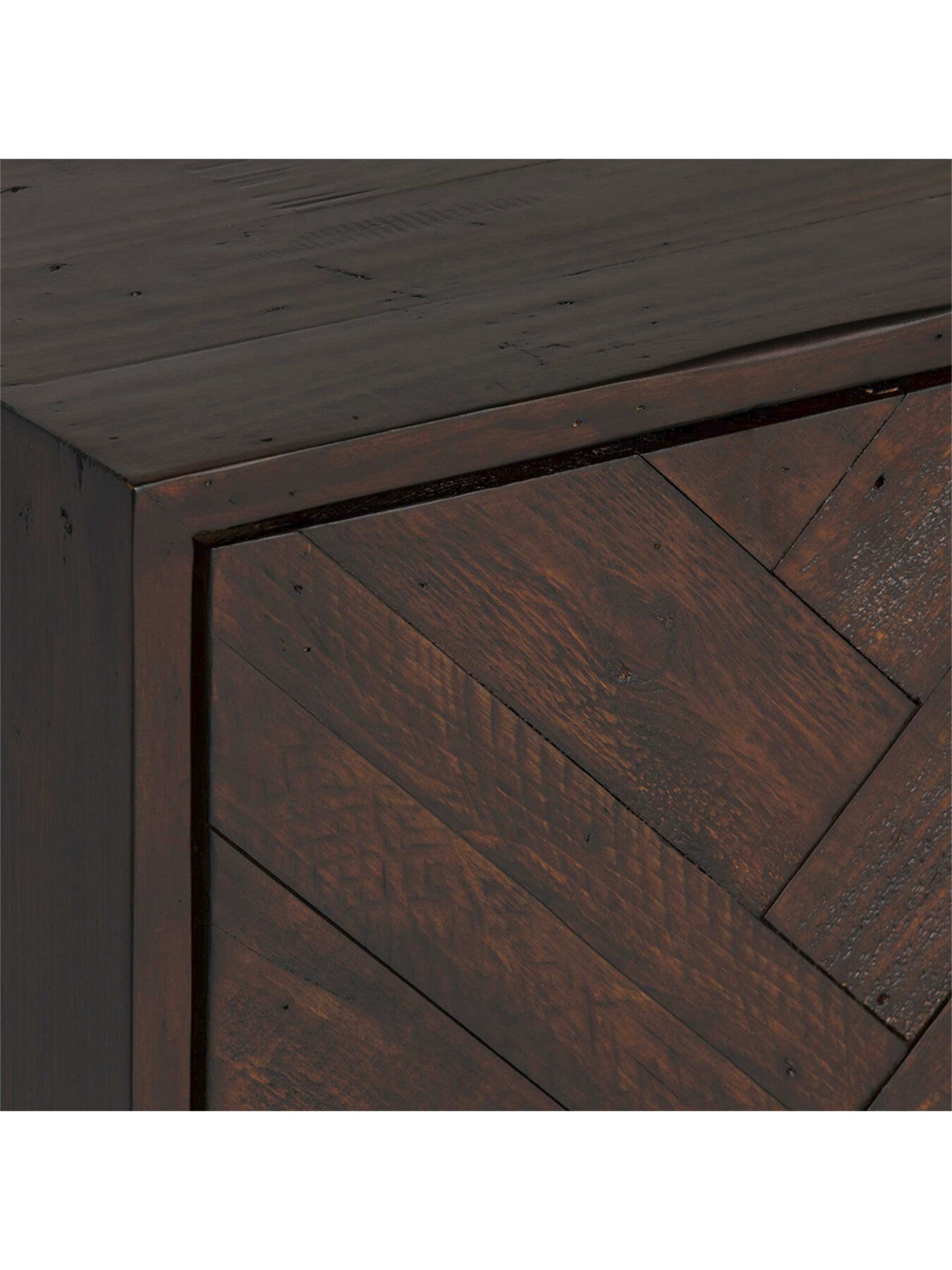 Elon Dark Herringbone Reclaimed Wood 2 Door Side