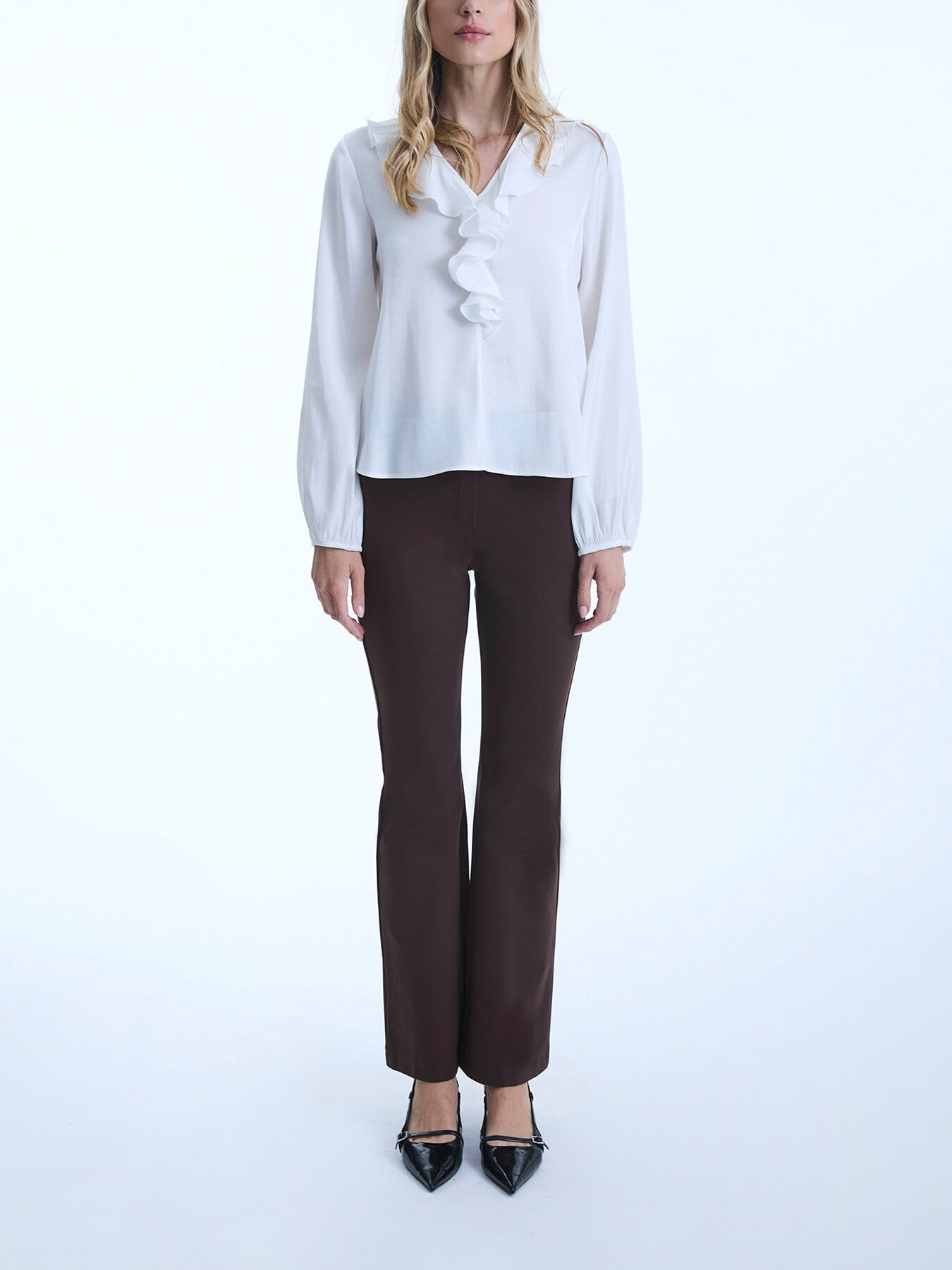 Ruffled V-neck Blouse