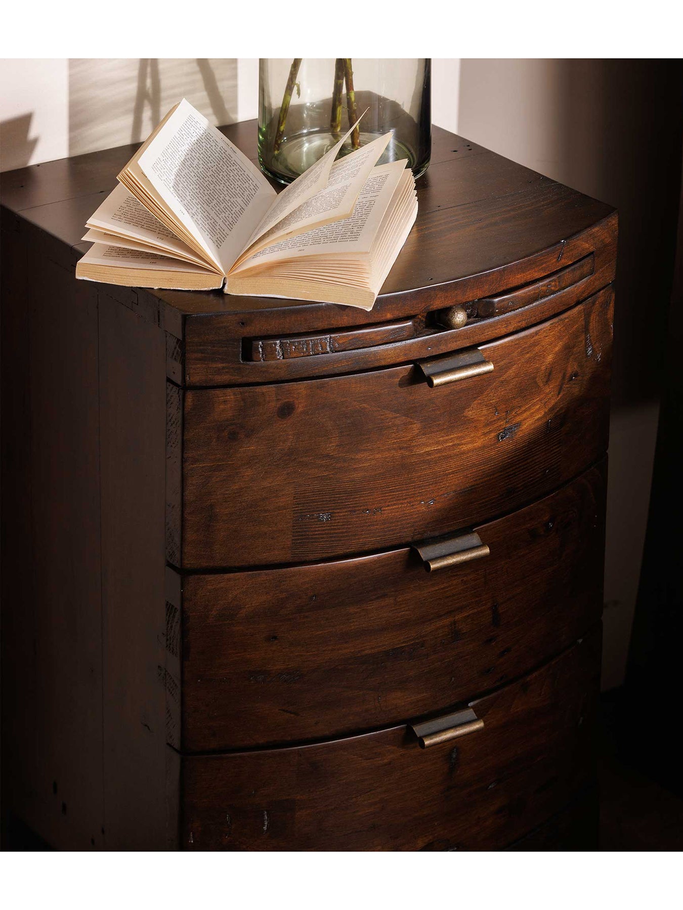 Navajos Reclaimed Wood 3 Drawer Bedside Table