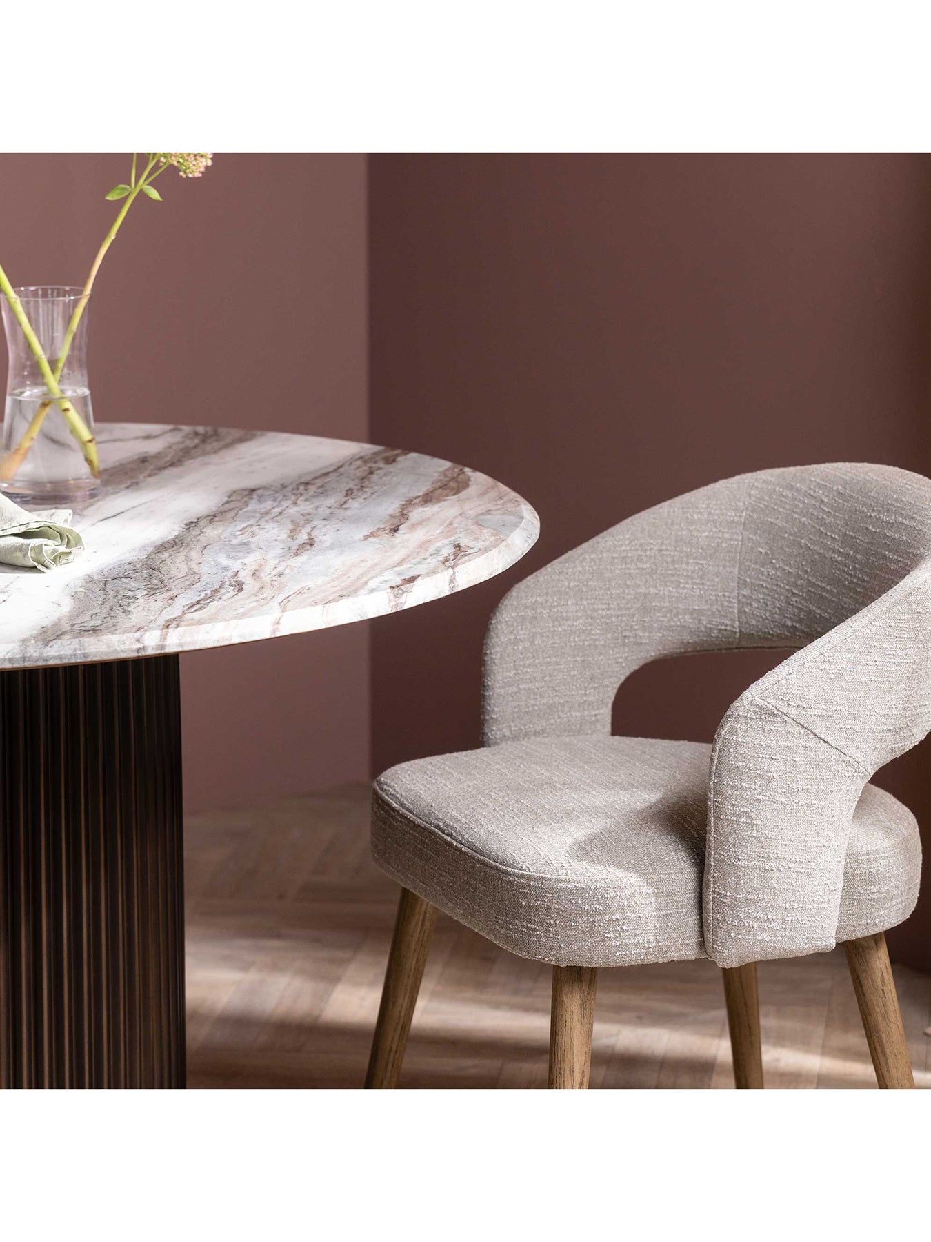 Brown Alden Neutral Fabric Dining Chair