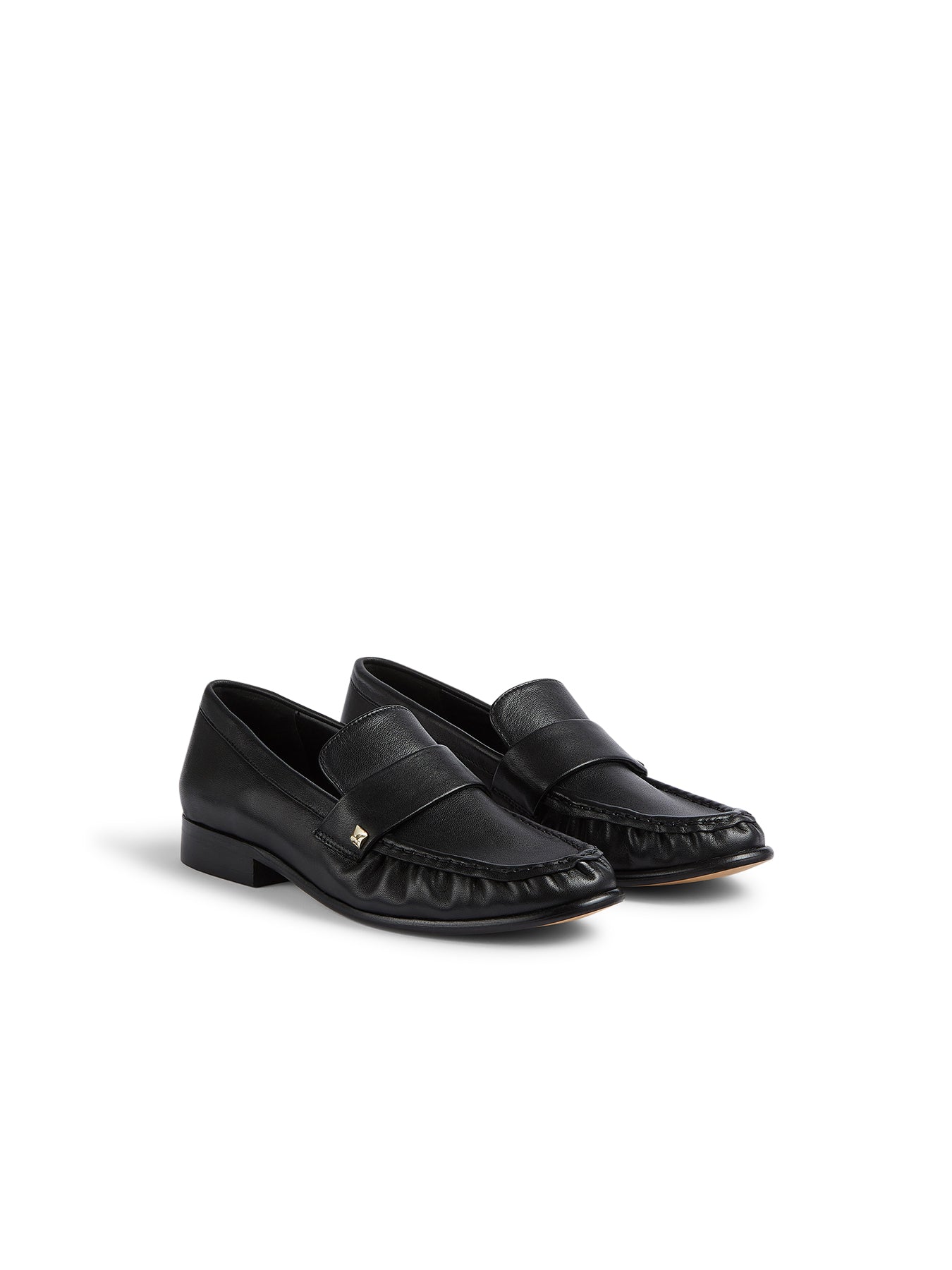 Black Adira Black Nappa Leather Stud Loafer