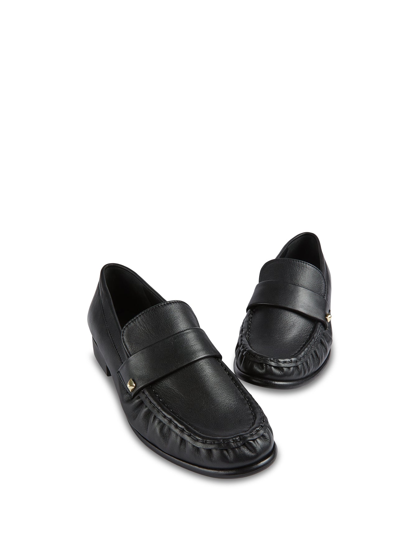 Black Adira Black Nappa Leather Stud Loafer