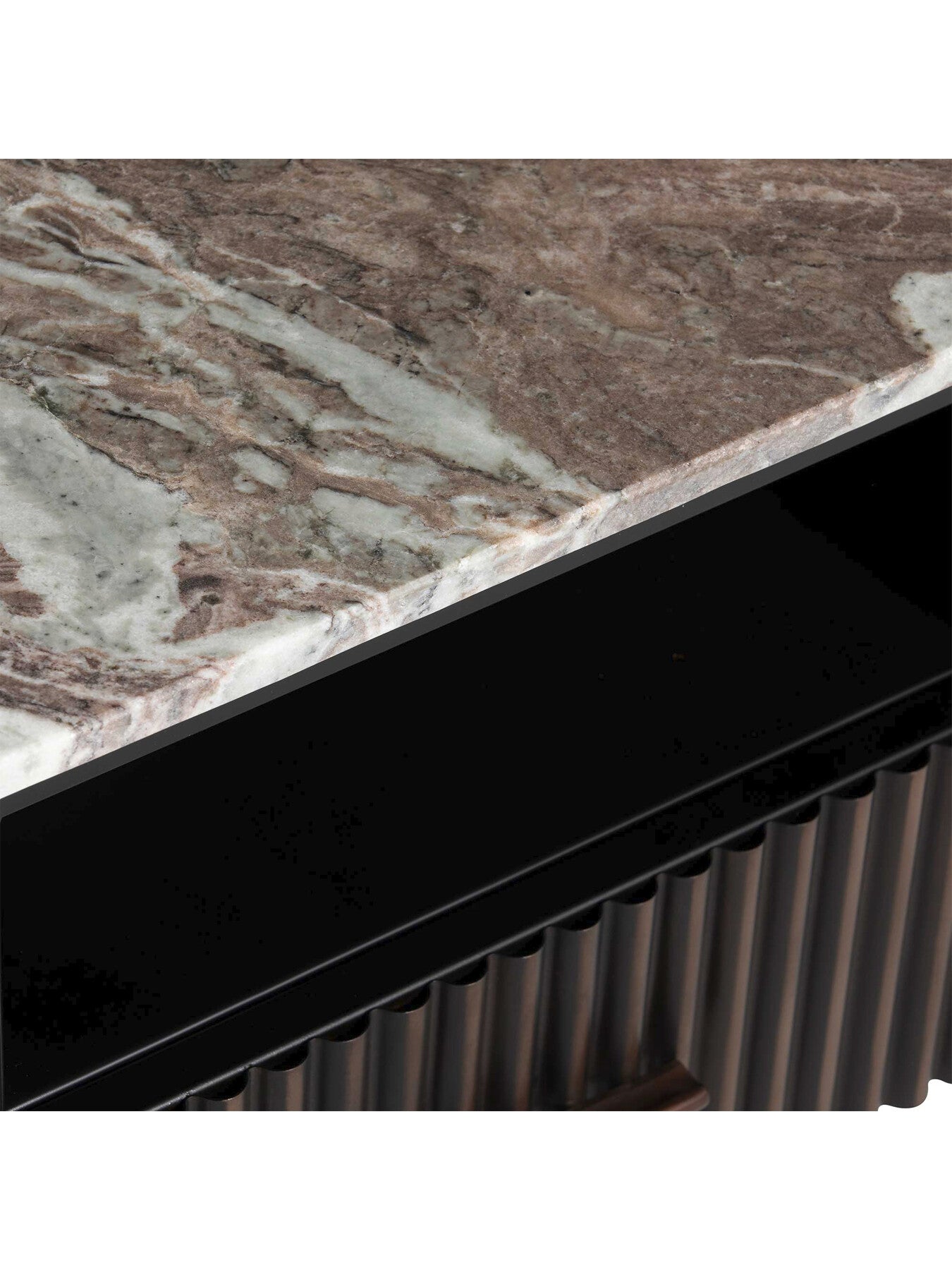 Gion Marble With Wave Metal Body 3 Door Tv Unit