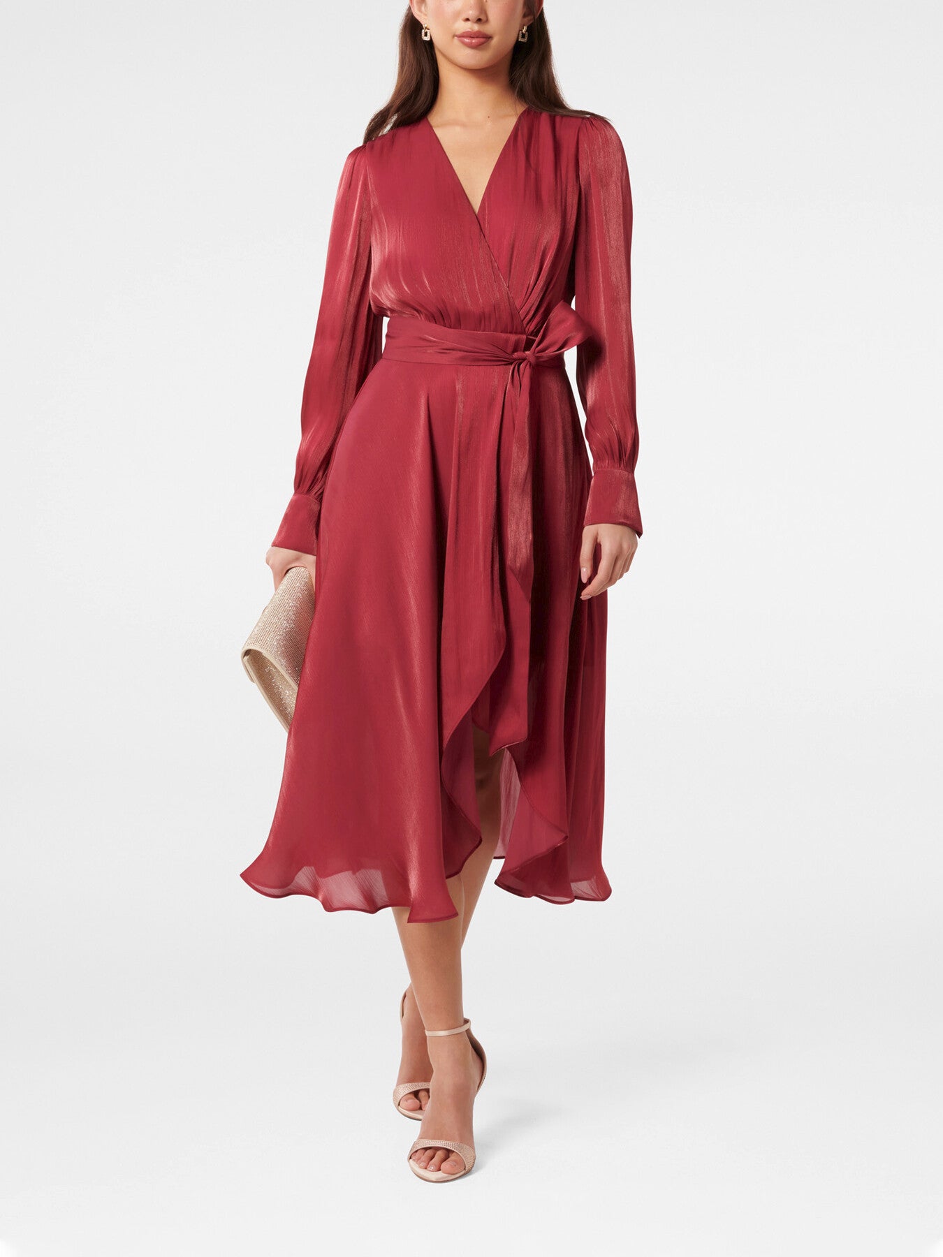 Mabel Metallic Wrap Midi Dress
