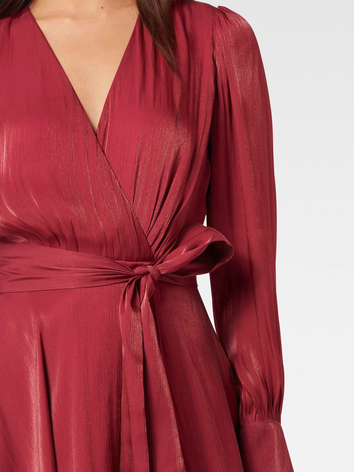 Mabel Metallic Wrap Midi Dress