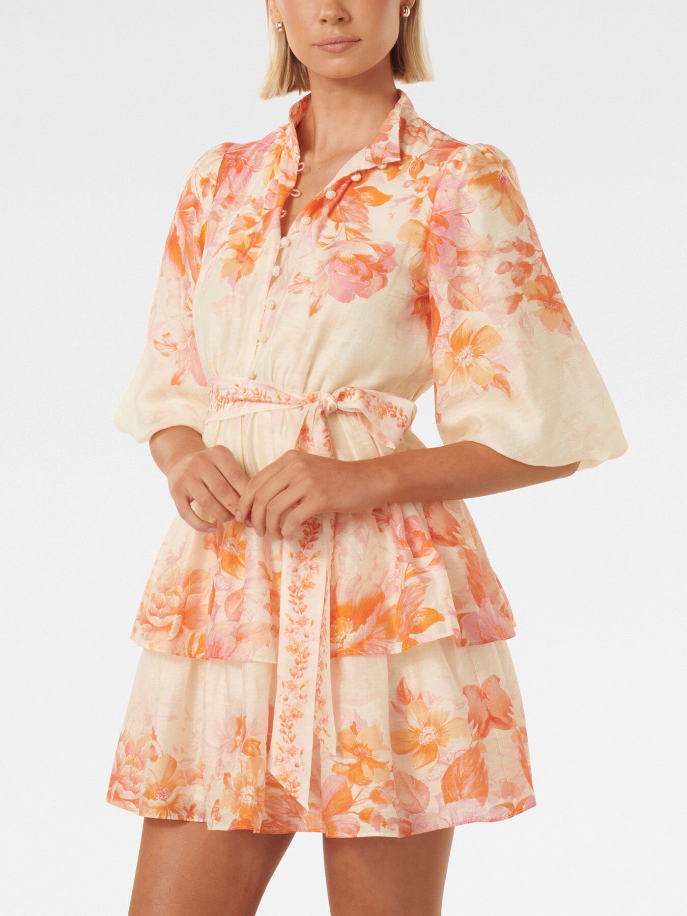 Isla Printed Tiered Mini Dress