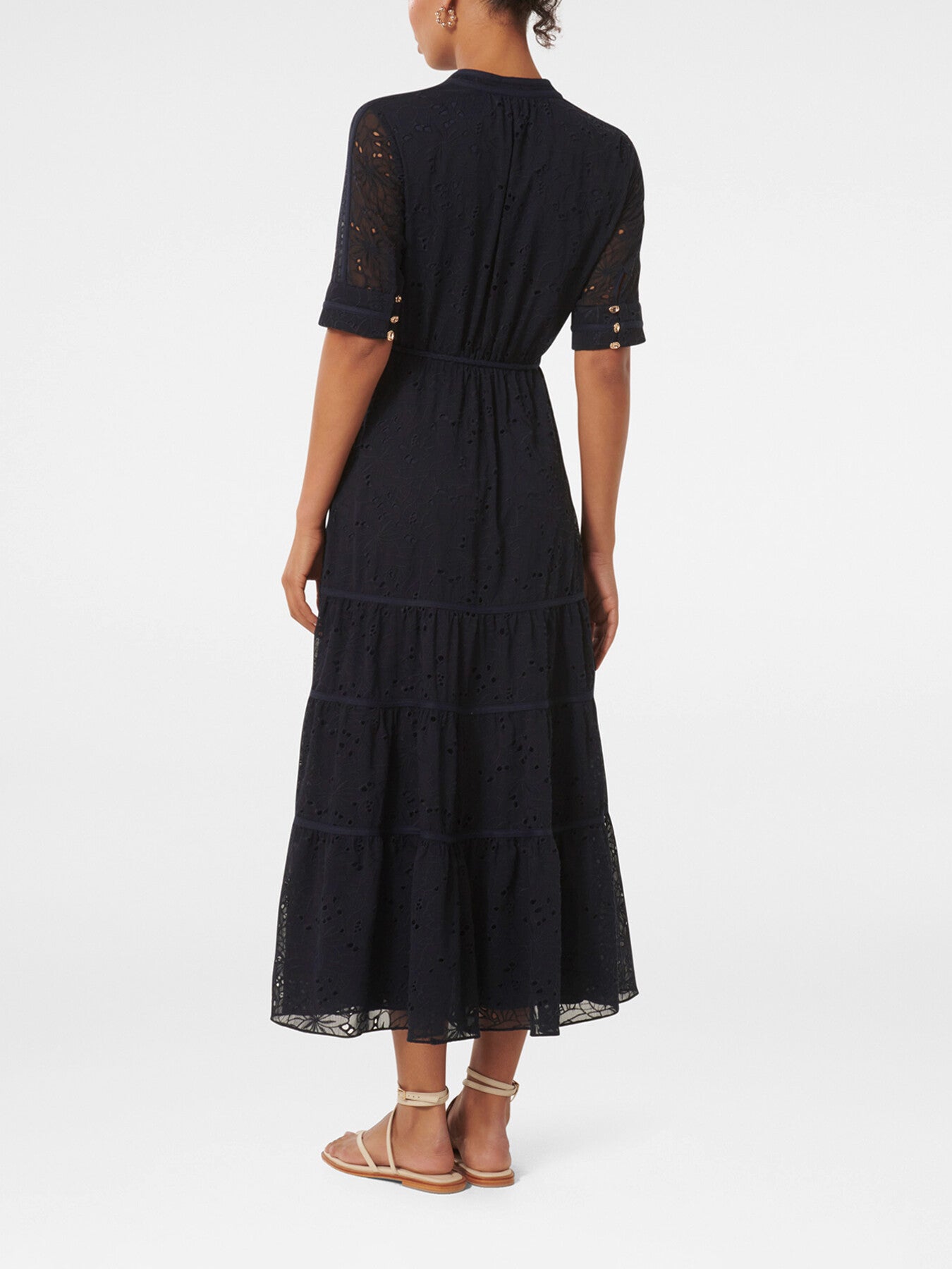 Rachel Embroidered Short Sleeves Midi Dress