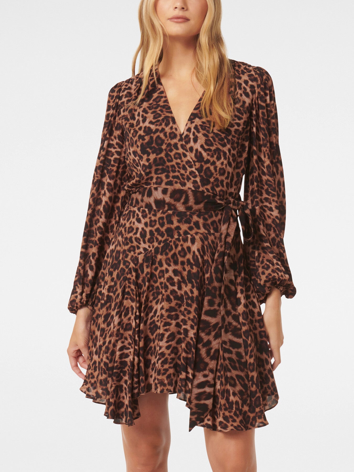 Amila Belted Godet Mini Dress