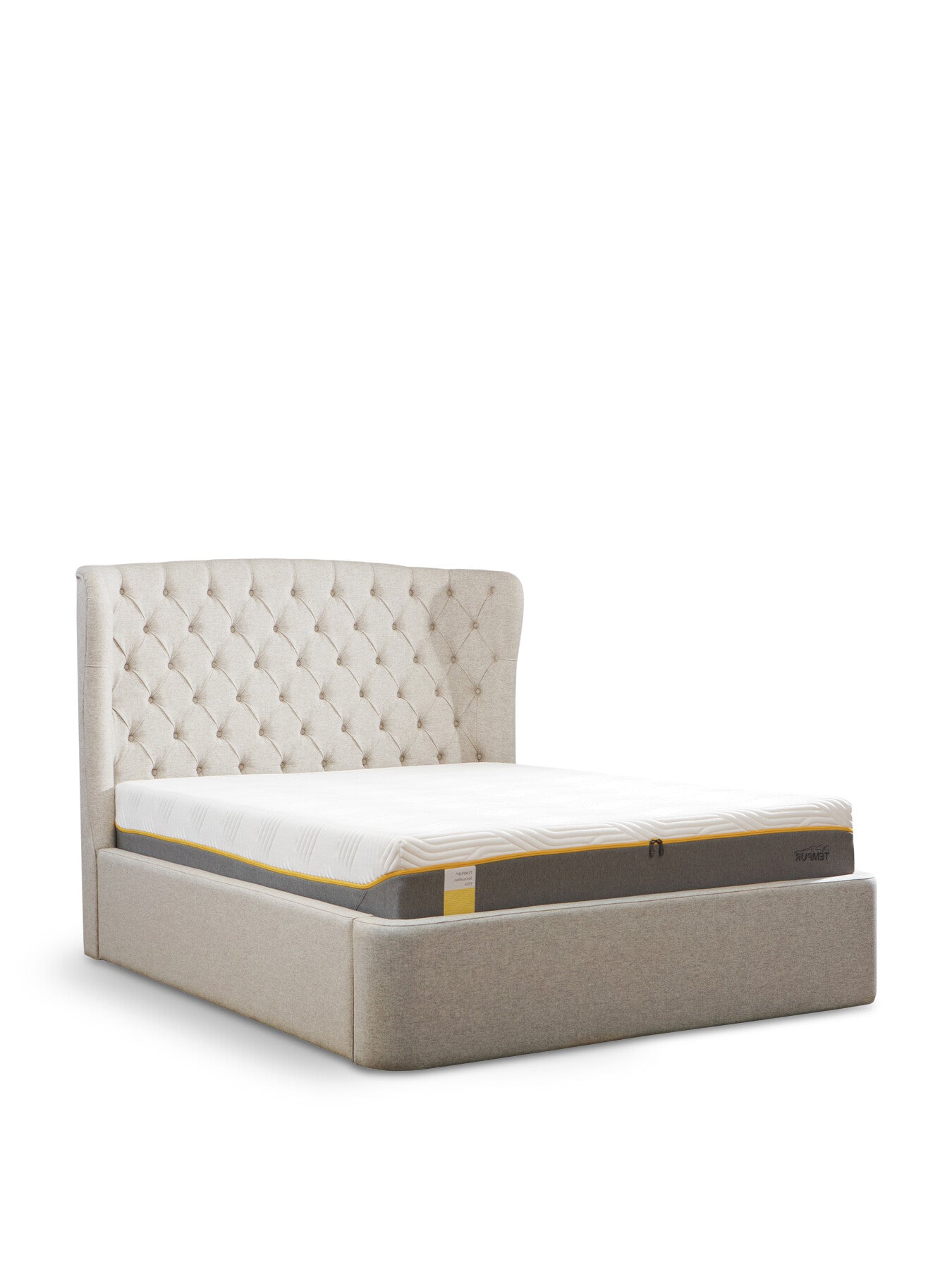 Neutral Holcot Beige Fabric King Ottoman Bed Frame
