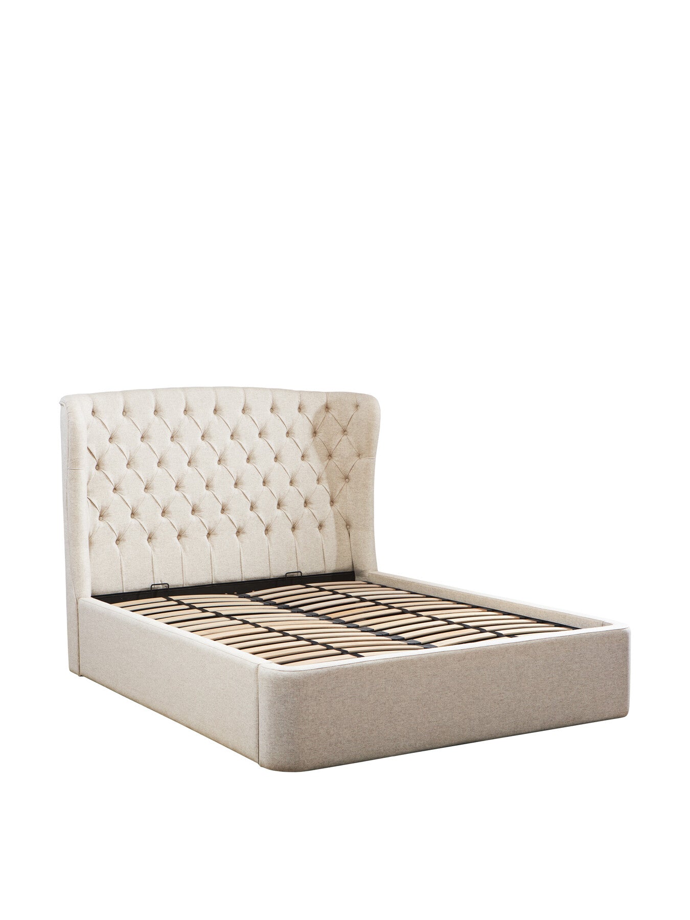 Neutral Holcot Beige Fabric King Ottoman Bed Frame
