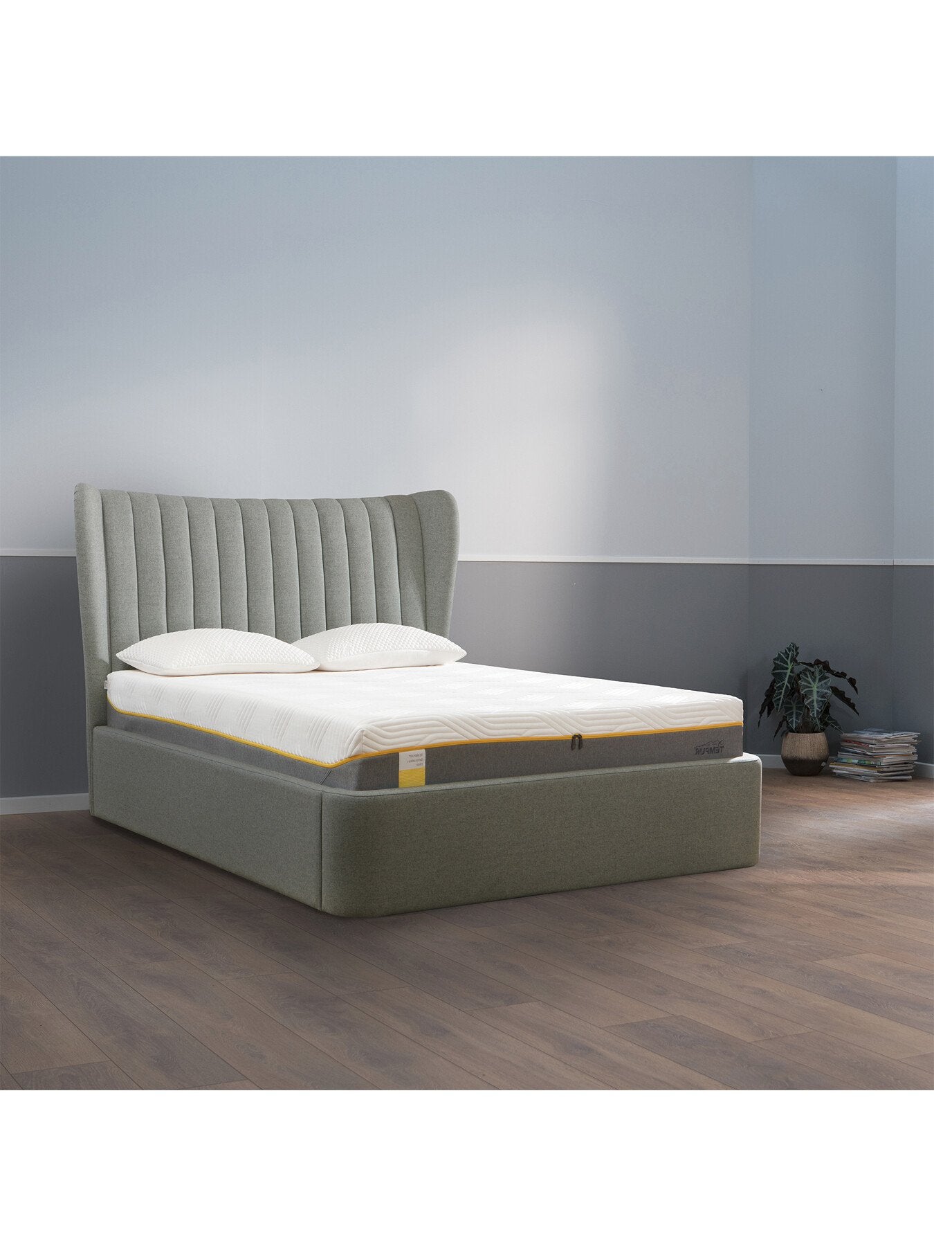 Grey Horton Grey Fabric King Ottoman Bed Frame