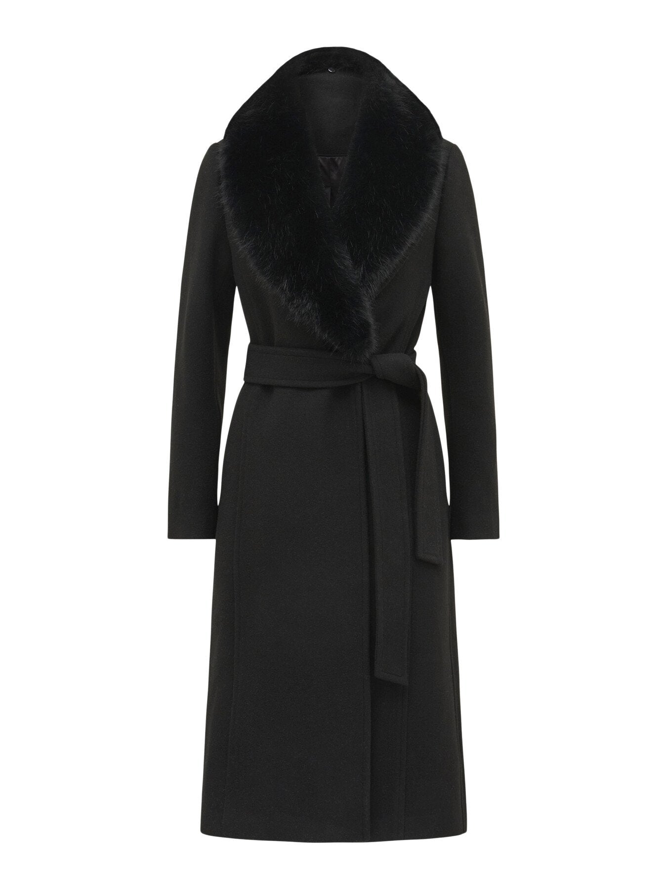 Monica Faux Fur Collared Wrap Coat