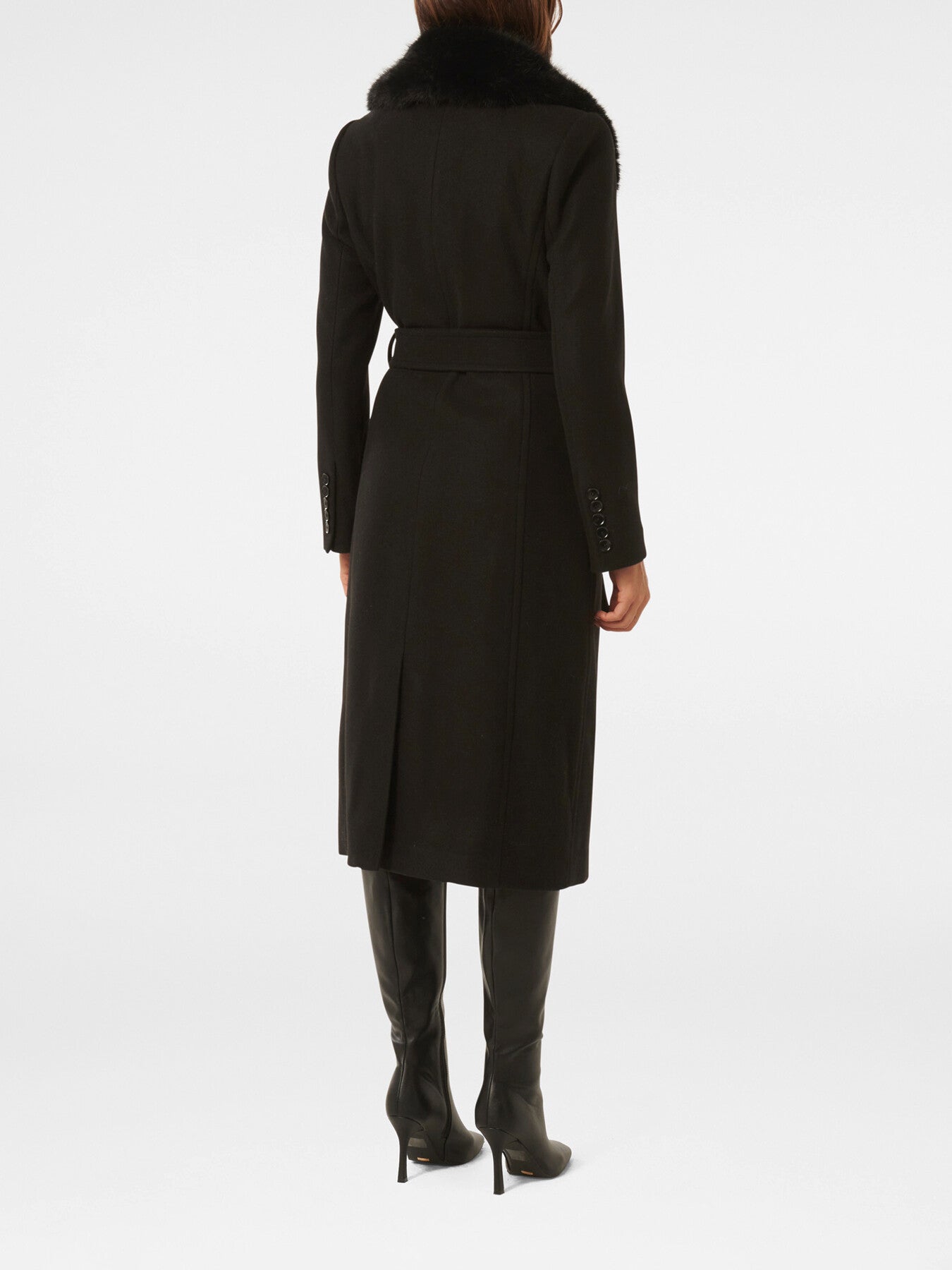 Monica Faux Fur Collared Wrap Coat