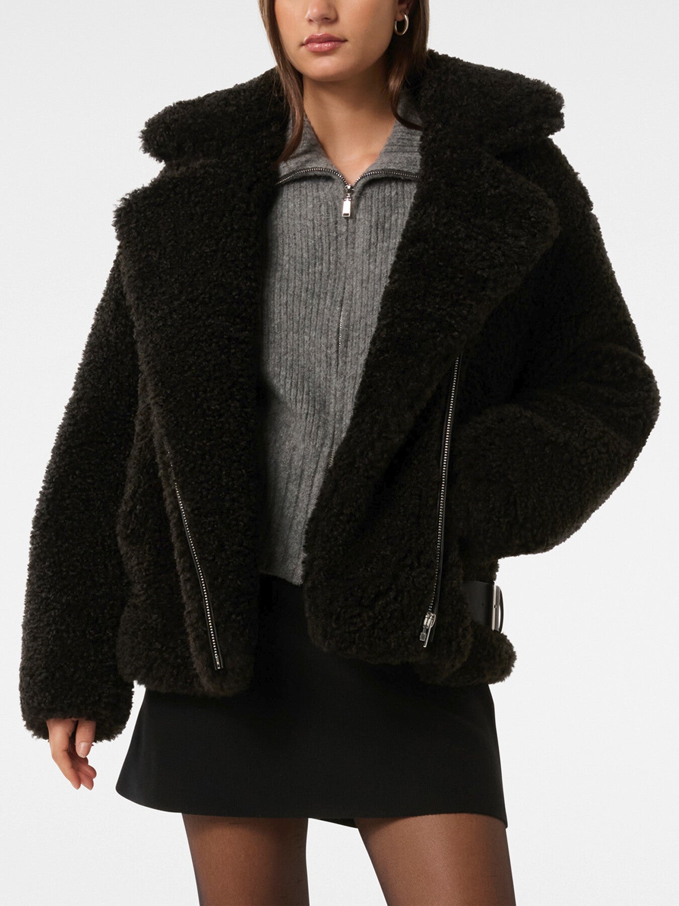 Belle Faux Fur Aviator Jacket