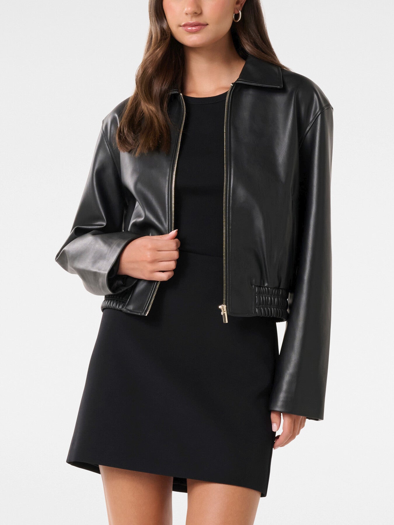Melinda Faux Leather Bomber Jacket