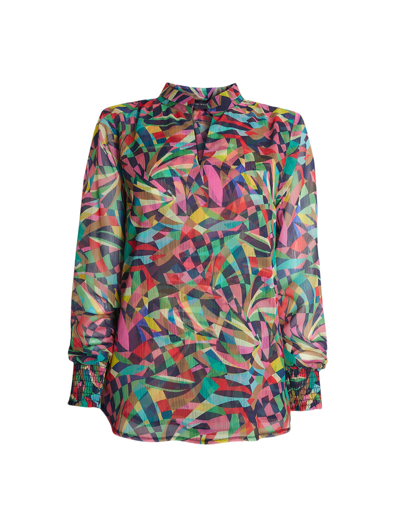 Abstract Print Mandarin Collar Blouse