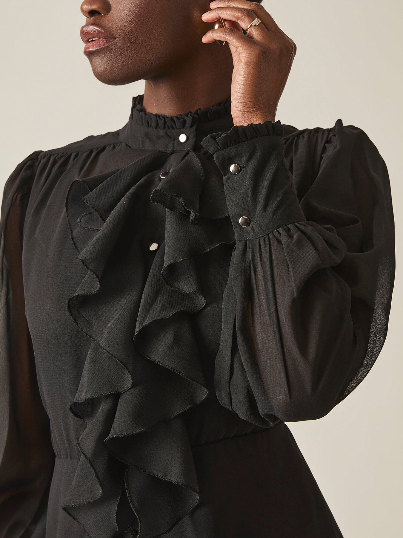 Ruffle Shift Midi Dress