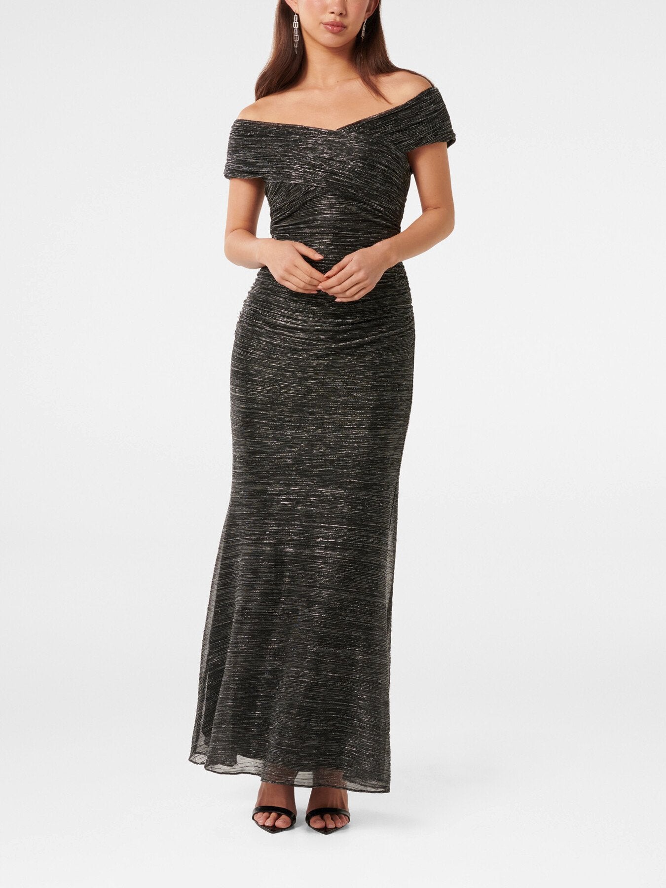 Wilma Off Shoulder Plisse Maxi Dress