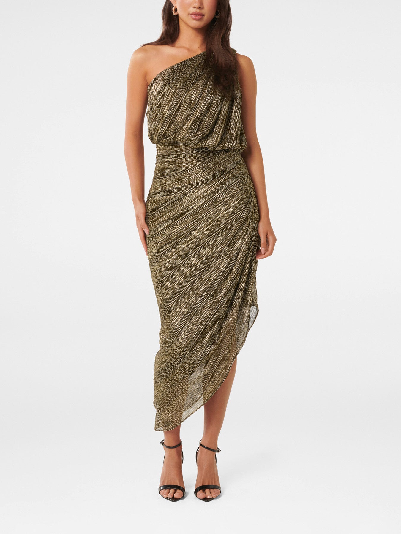 Cassidy One Shoulder Plisse Midi Dress