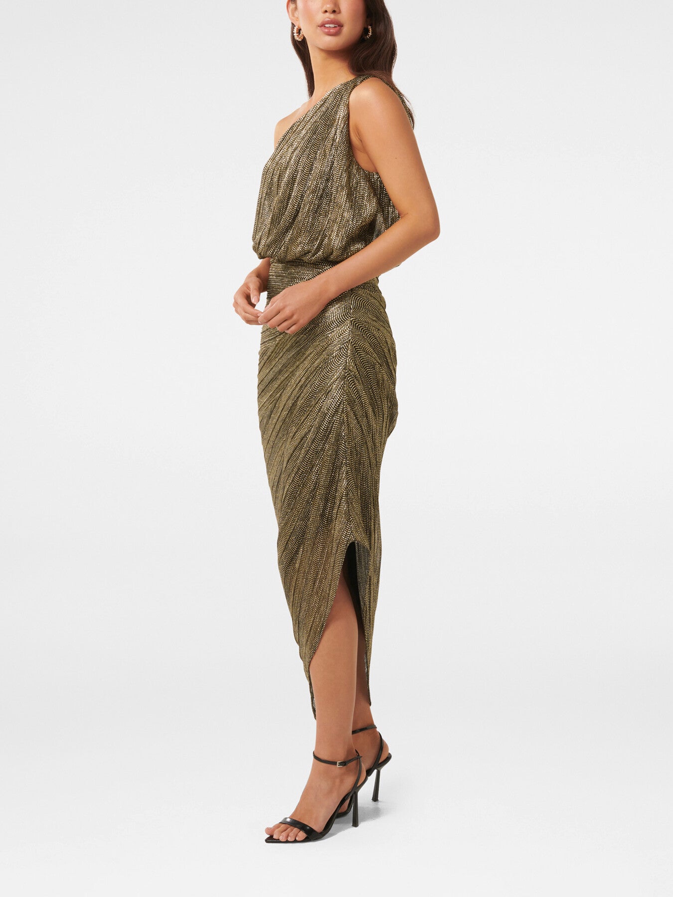 Cassidy One Shoulder Plisse Midi Dress